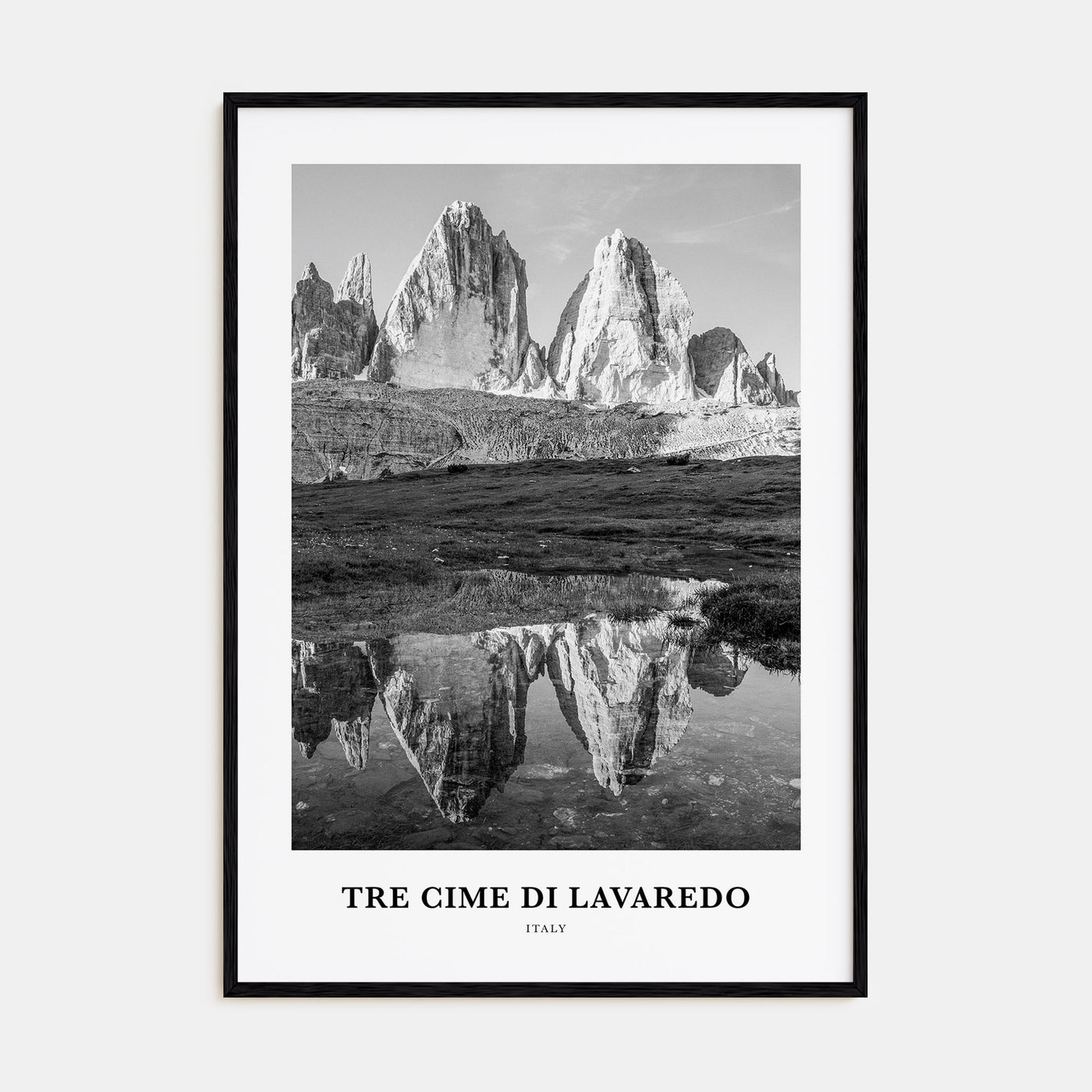 Tre Cime di Lavaredo Portrait B&W Poster
