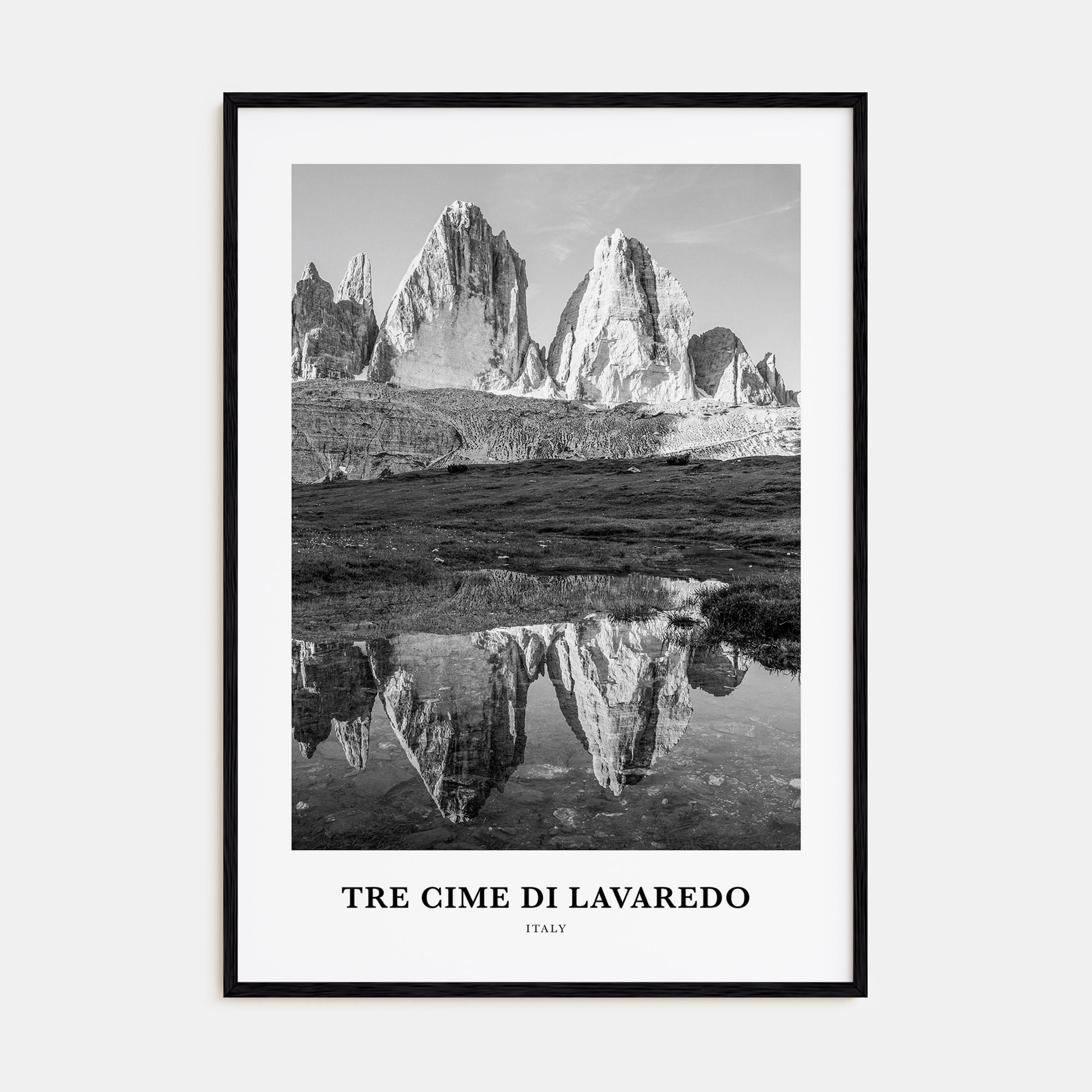 Tre Cime di Lavaredo Portrait B&W Poster