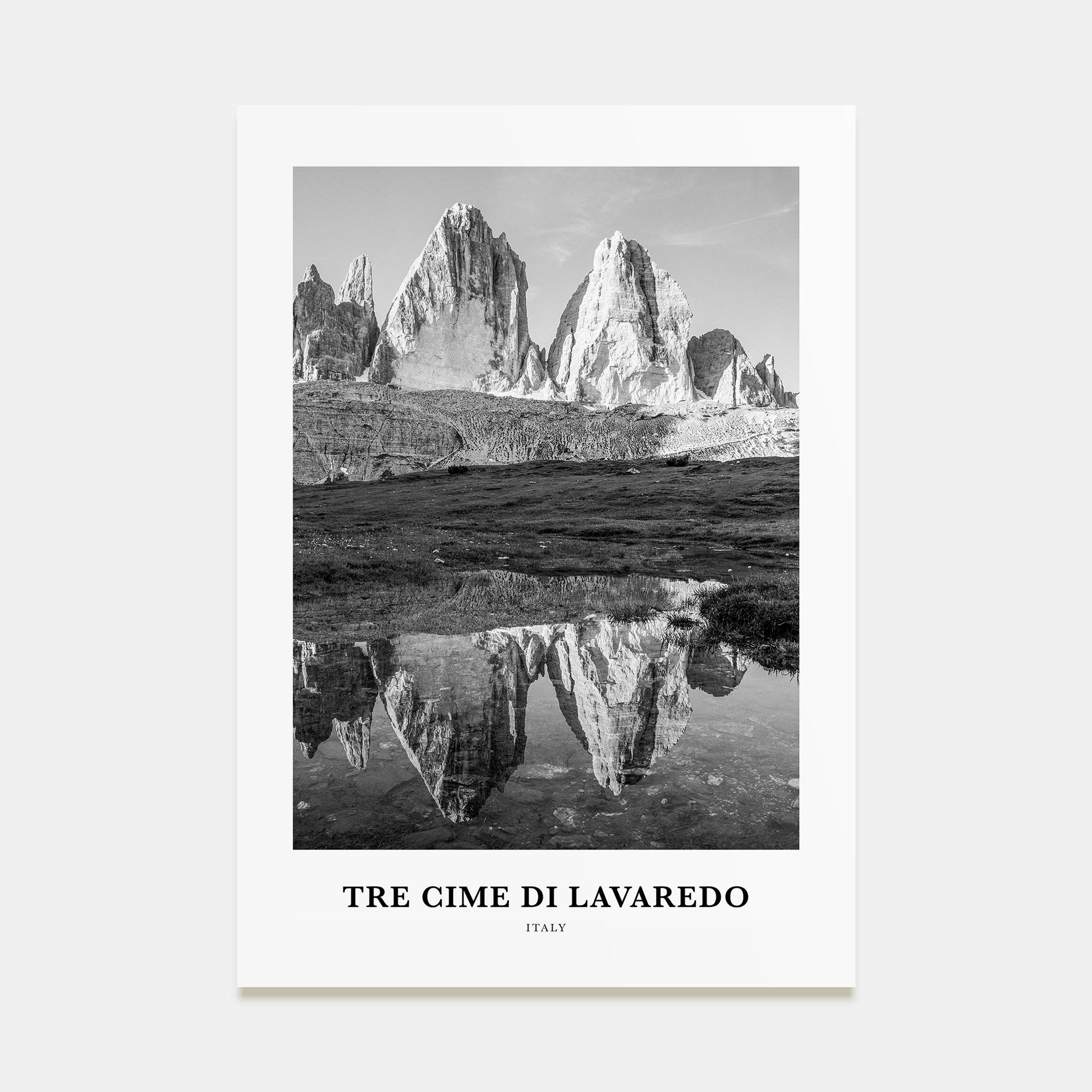 Tre Cime di Lavaredo Portrait B&W Poster