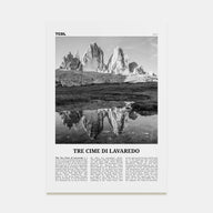 Tre Cime di Lavaredo Travel B&W Poster