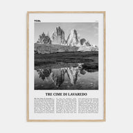 Tre Cime di Lavaredo Travel B&W Poster