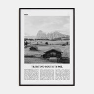 Trentino-South Tyrol Travel B&W Poster