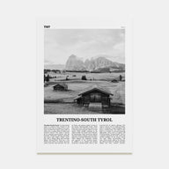 Trentino-South Tyrol Travel B&W Poster