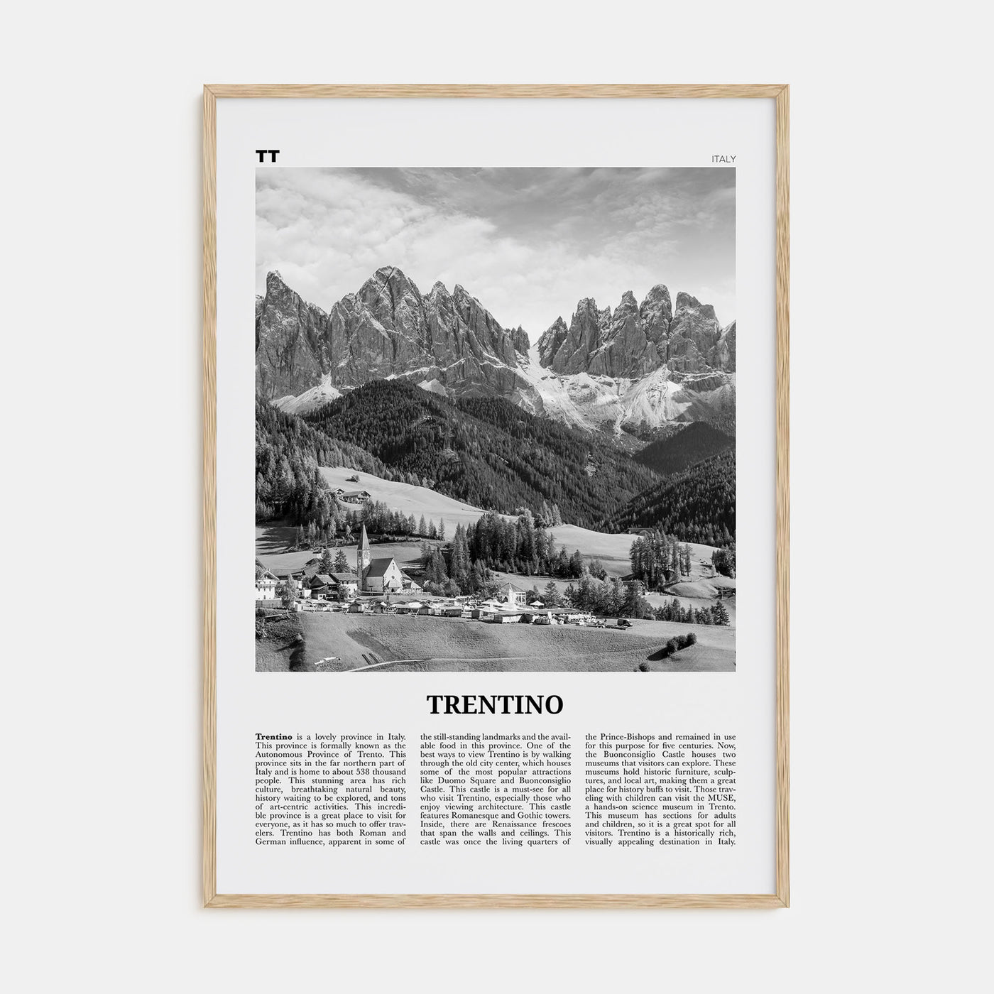 Trentino Travel B&W Poster