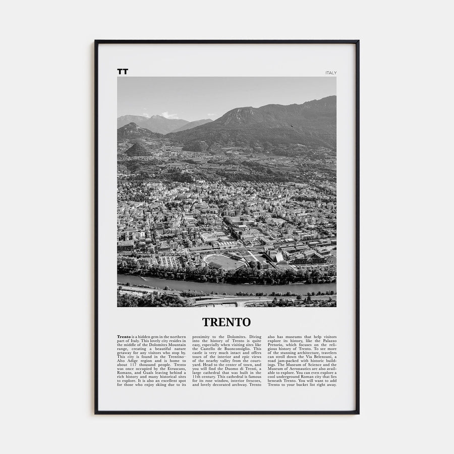 Trento Travel B&W Poster