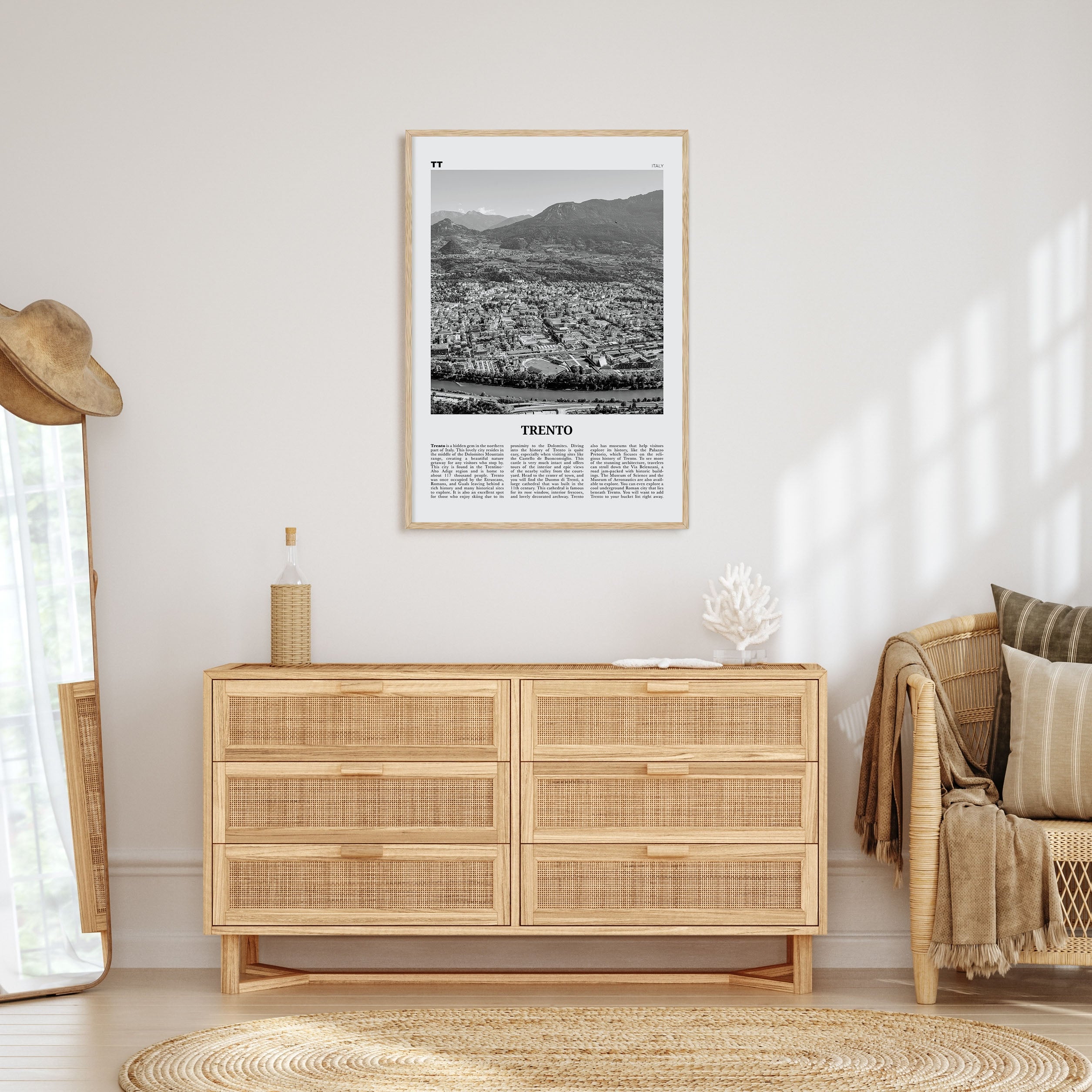 Trento Travel B&W Poster