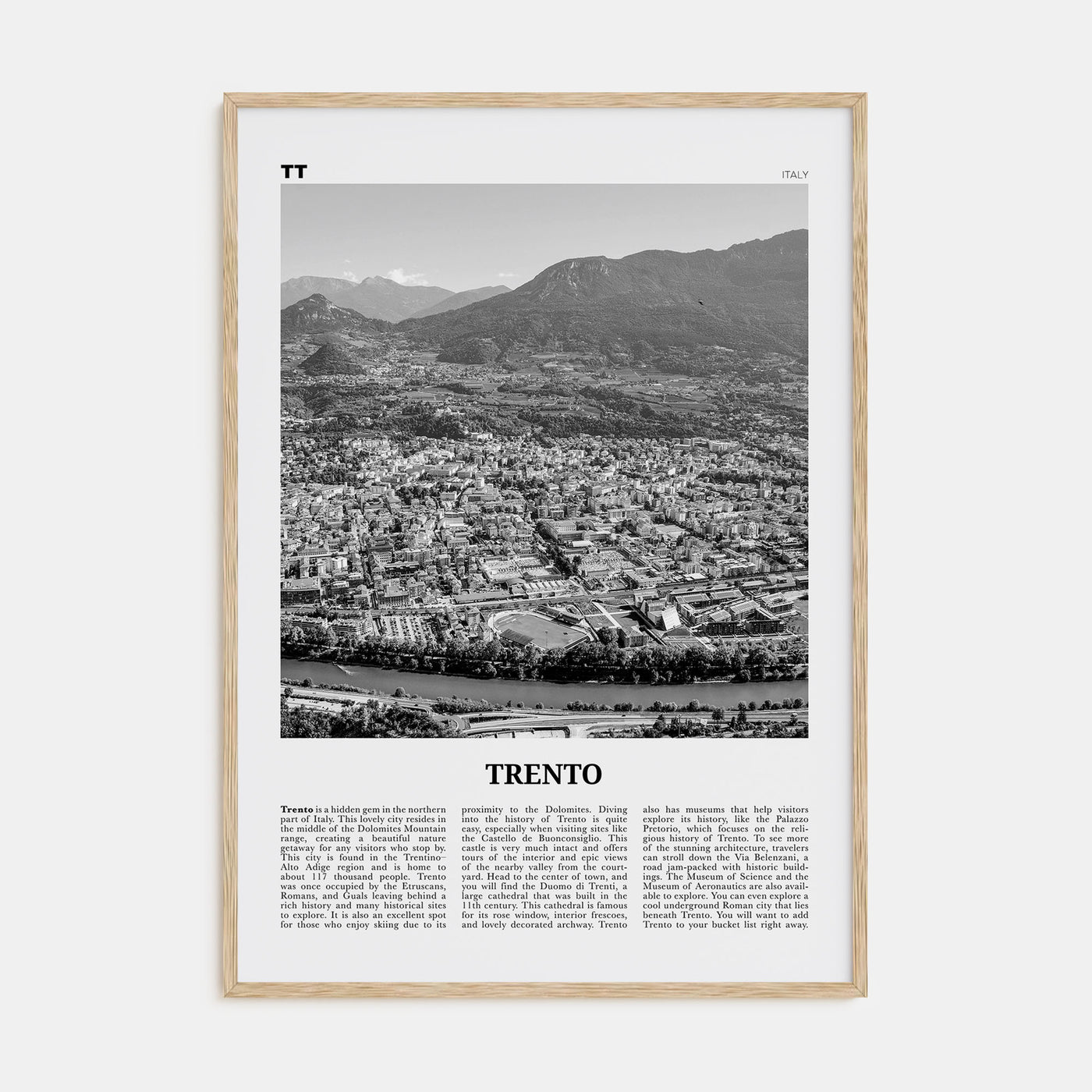 Trento Travel B&W Poster