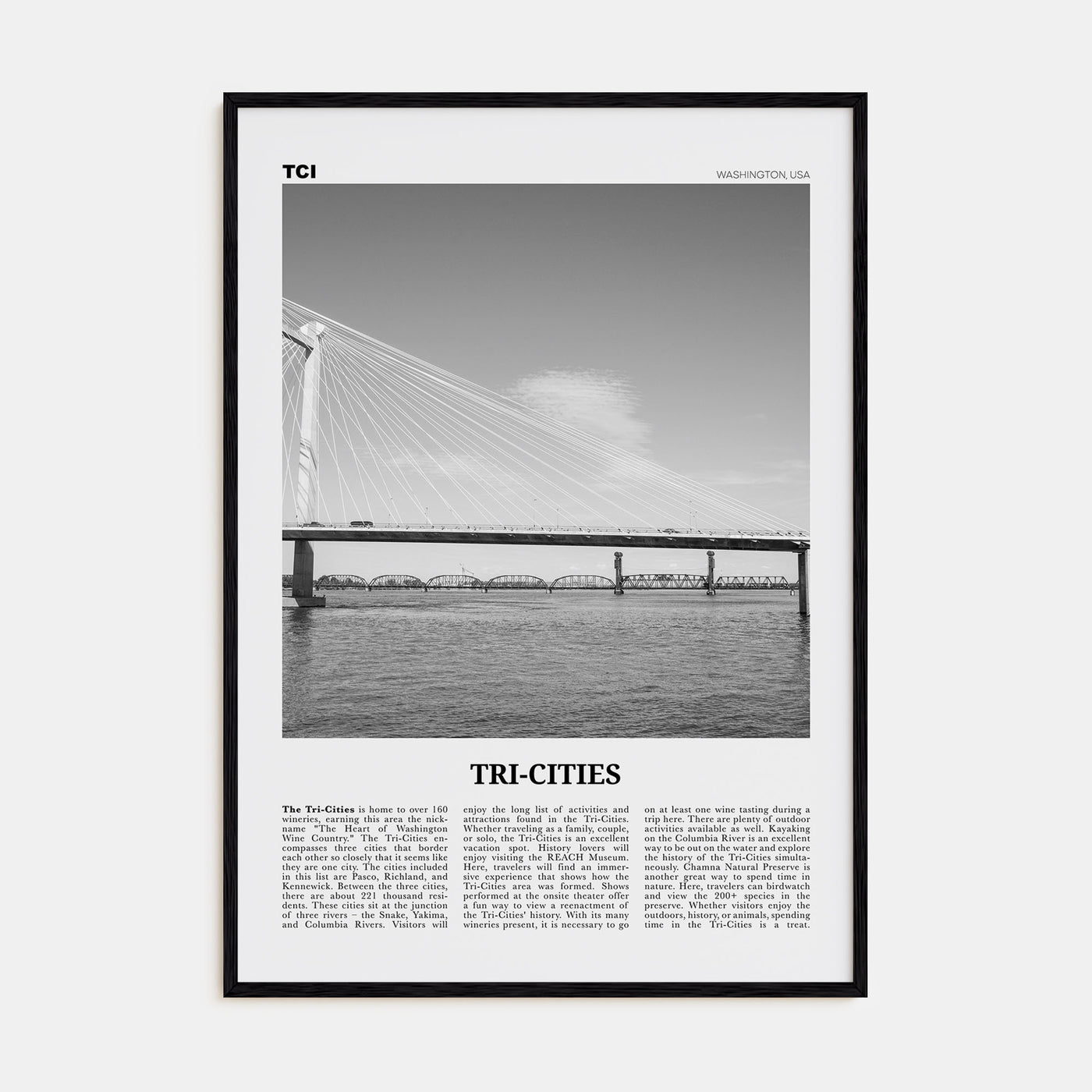 Tri-Cities Travel B&W Poster