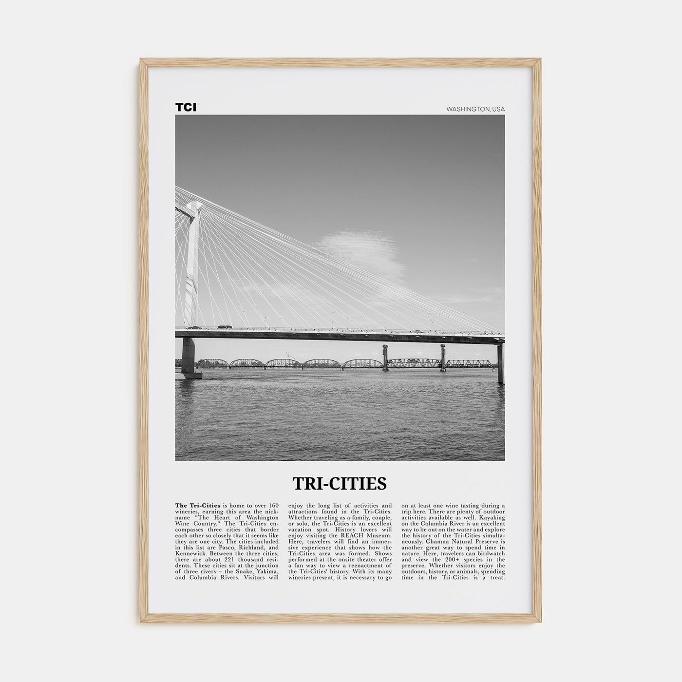 Tri-Cities Travel B&W Poster