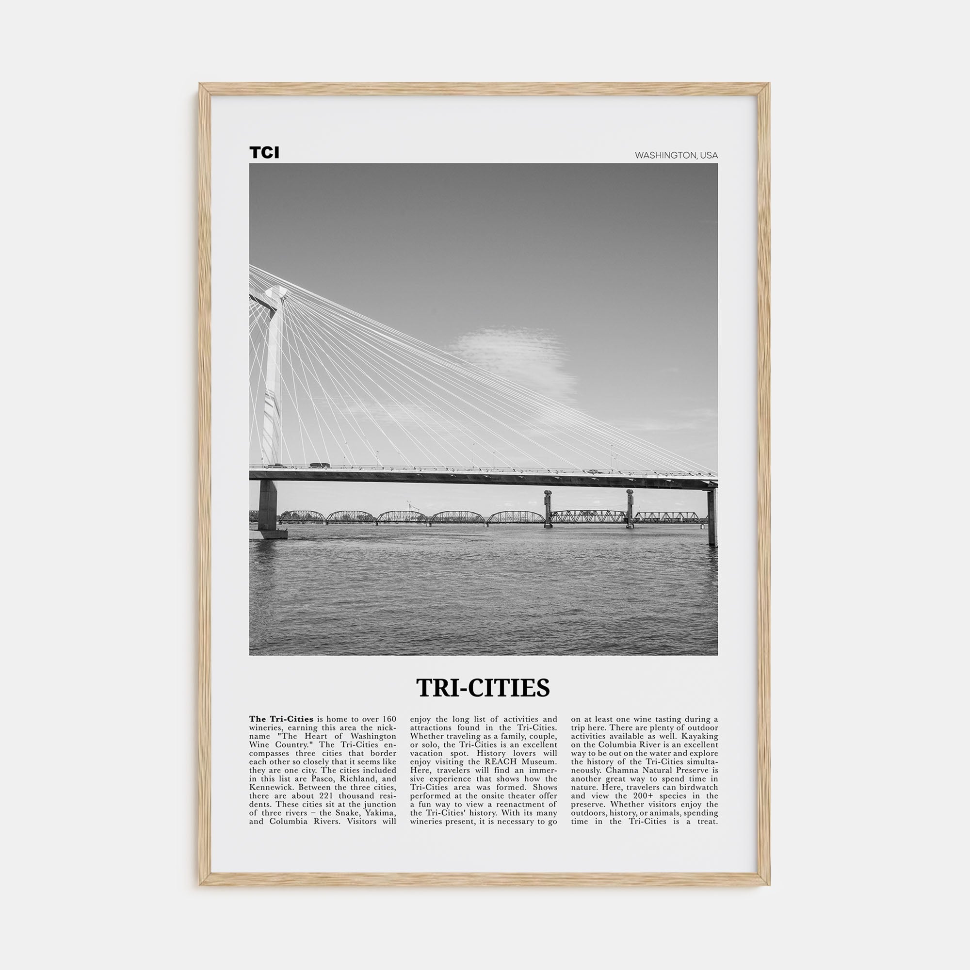Tri-Cities Travel B&W Poster
