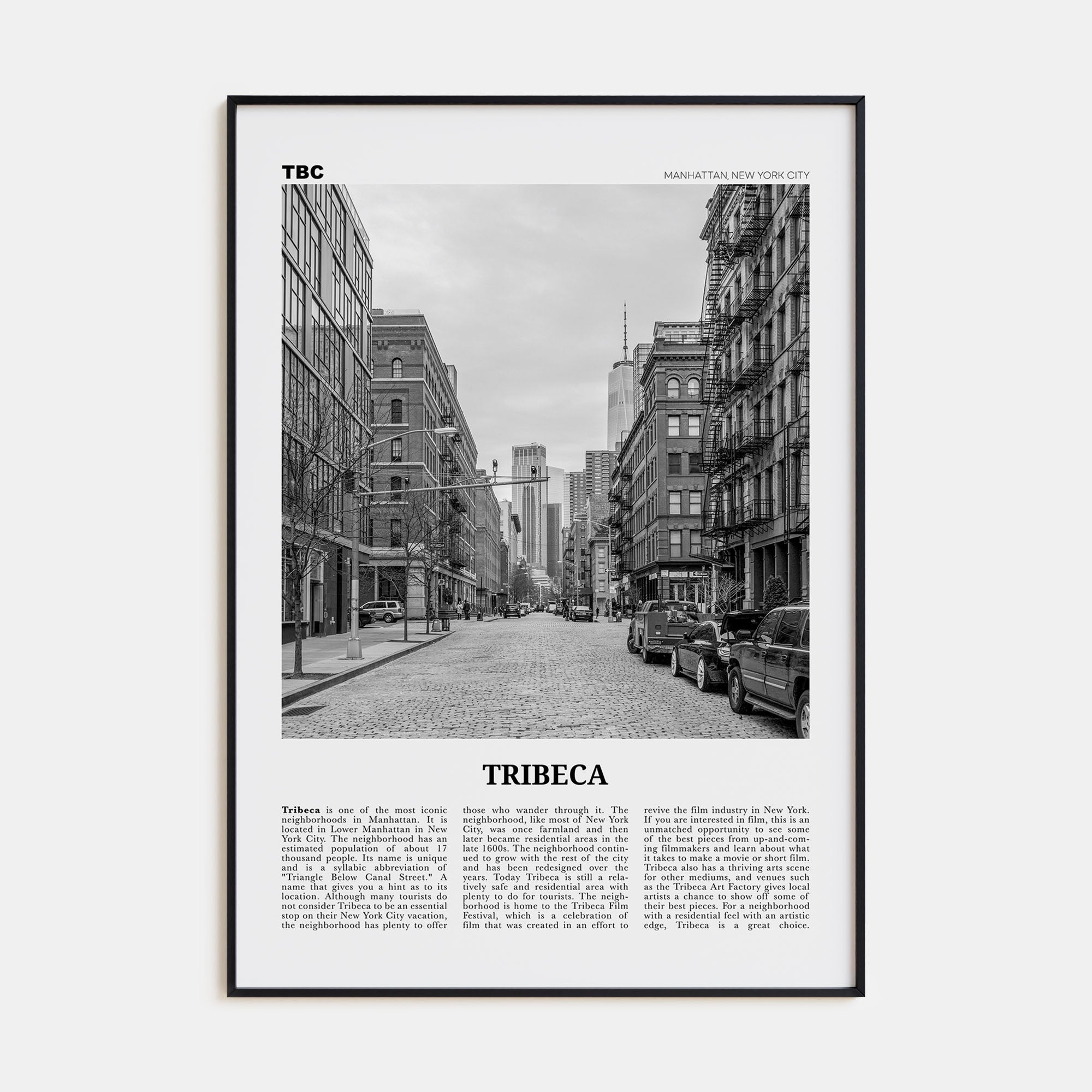 Tribeca Travel B&W Poster
