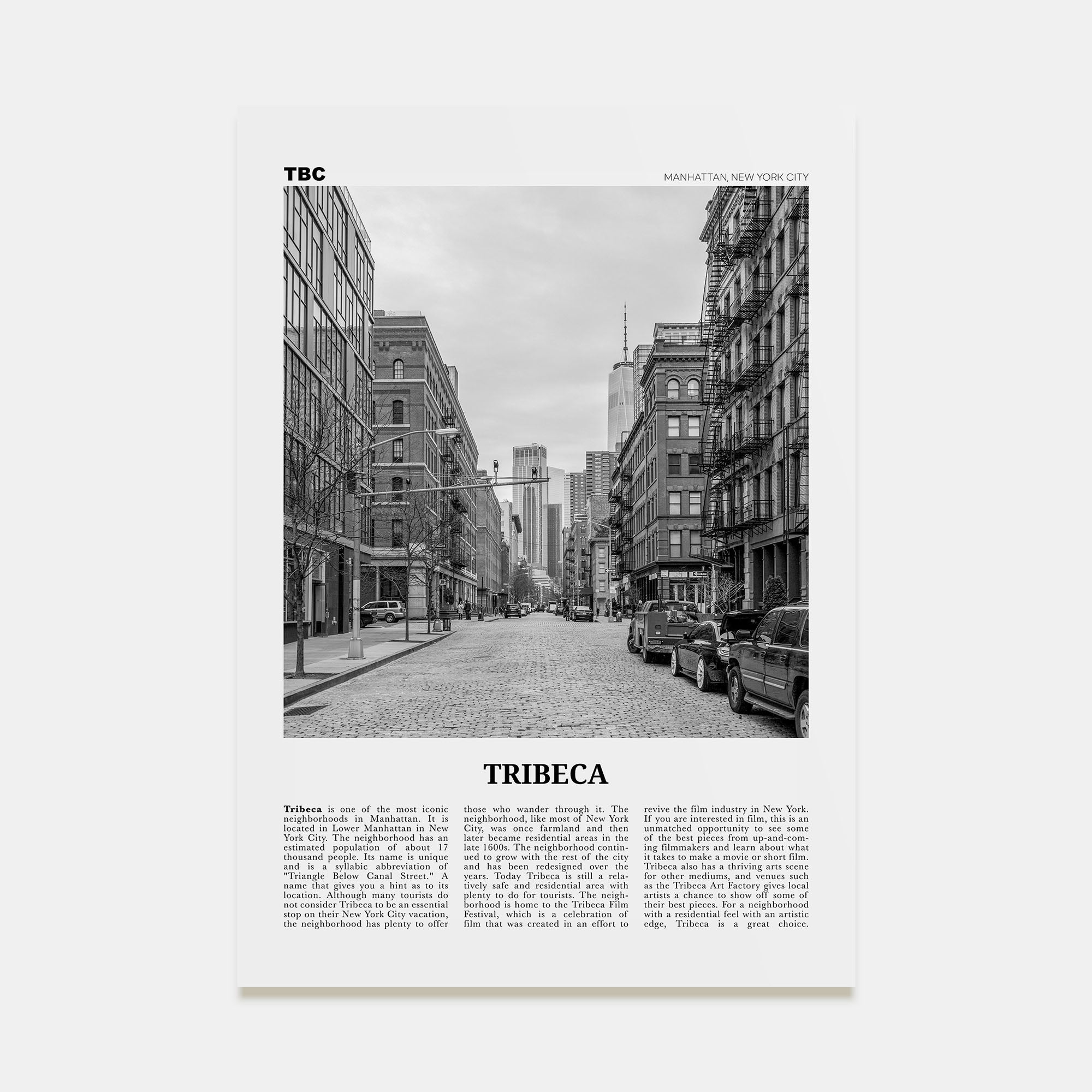 Tribeca Travel B&W Poster