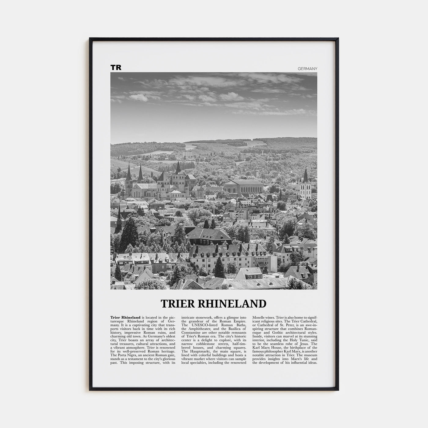 Trier Rhineland Travel B&W Poster