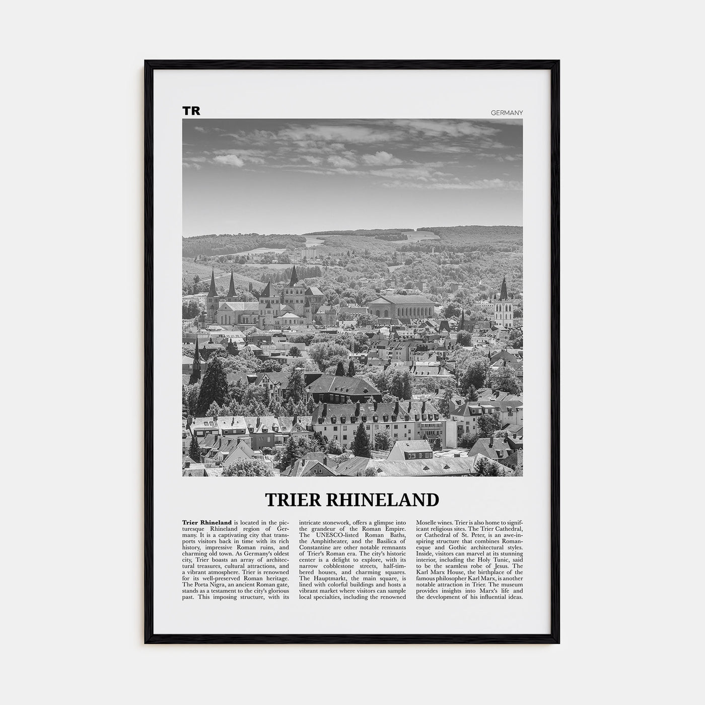 Trier Rhineland Travel B&W Poster