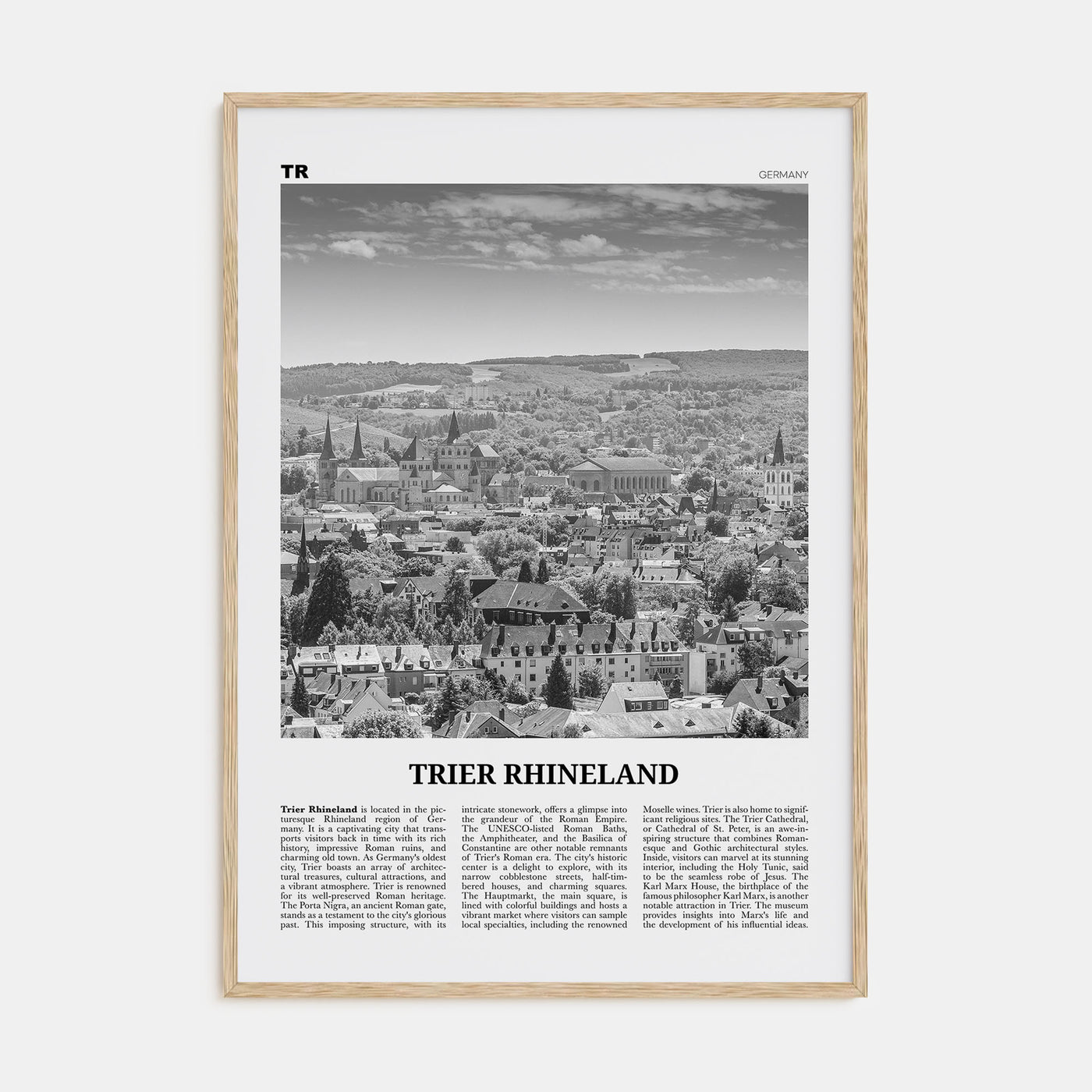 Trier Rhineland Travel B&W Poster
