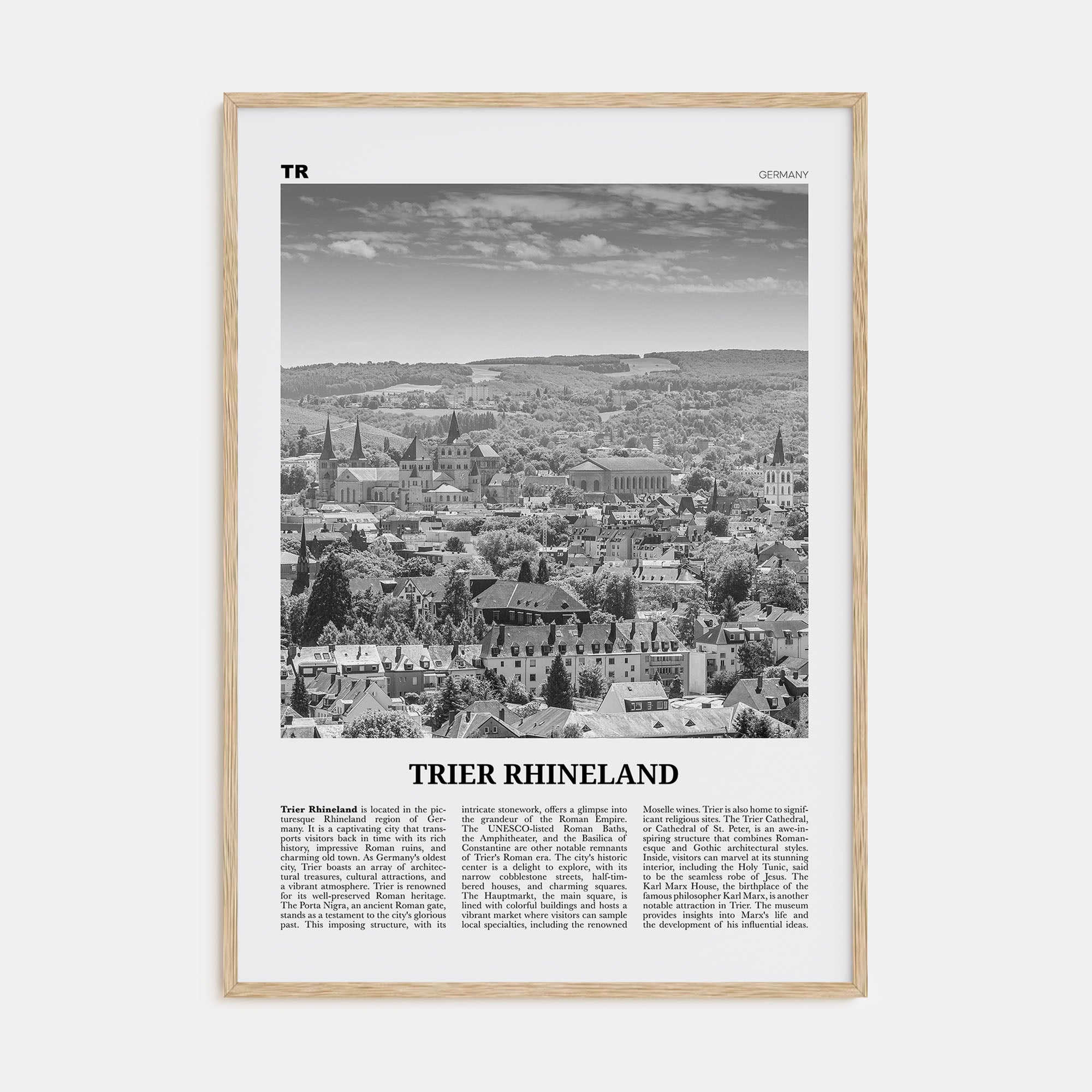 Trier Rhineland Travel B&W Poster