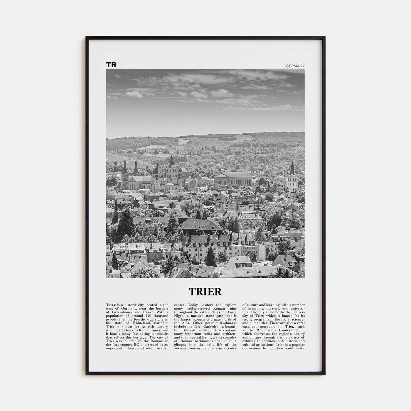 Trier Travel B&W Poster