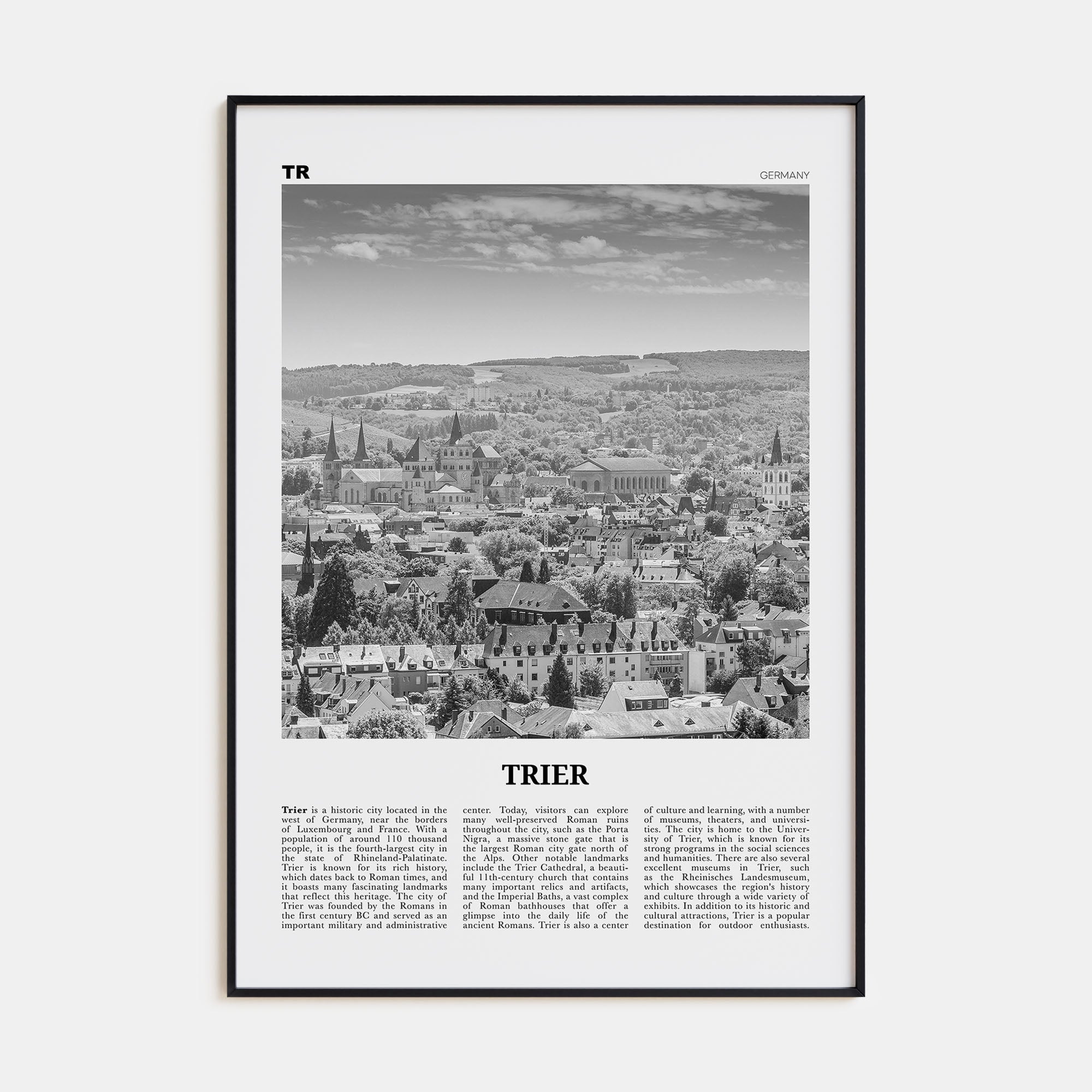 Trier Travel B&W Poster
