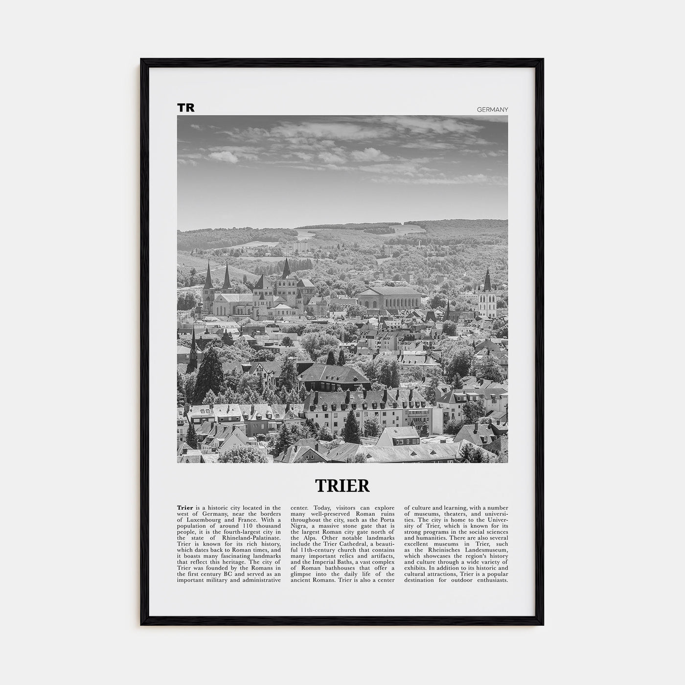 Trier Travel B&W Poster