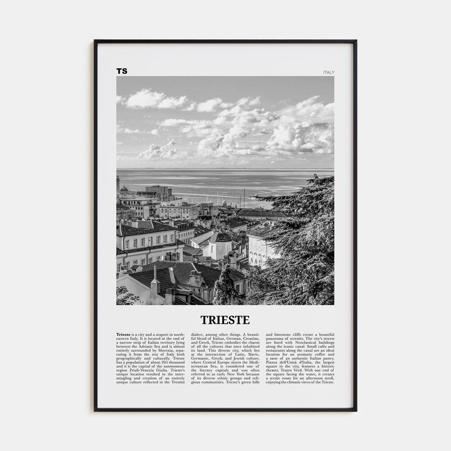 Trieste Travel B&W Poster
