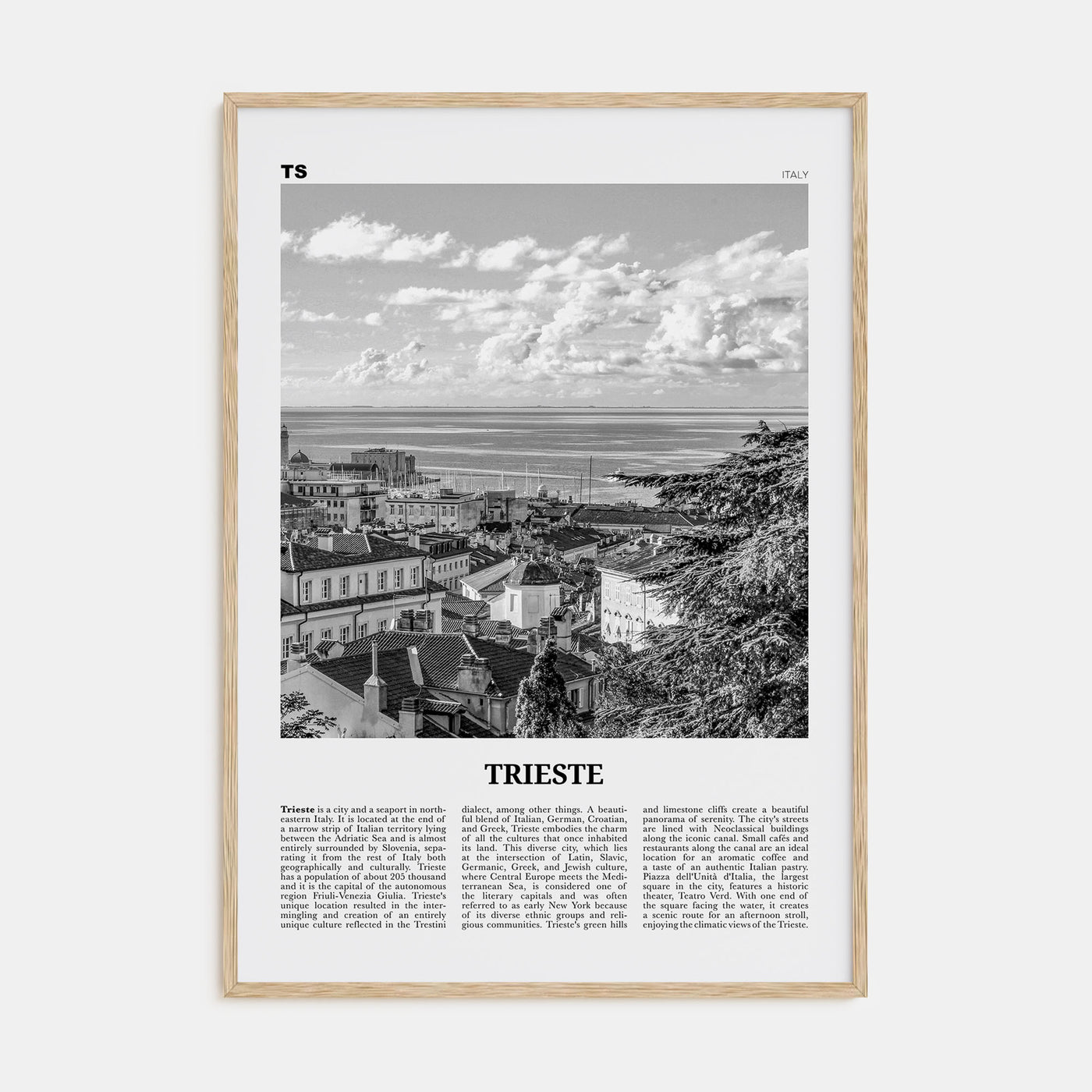 Trieste Travel B&W Poster