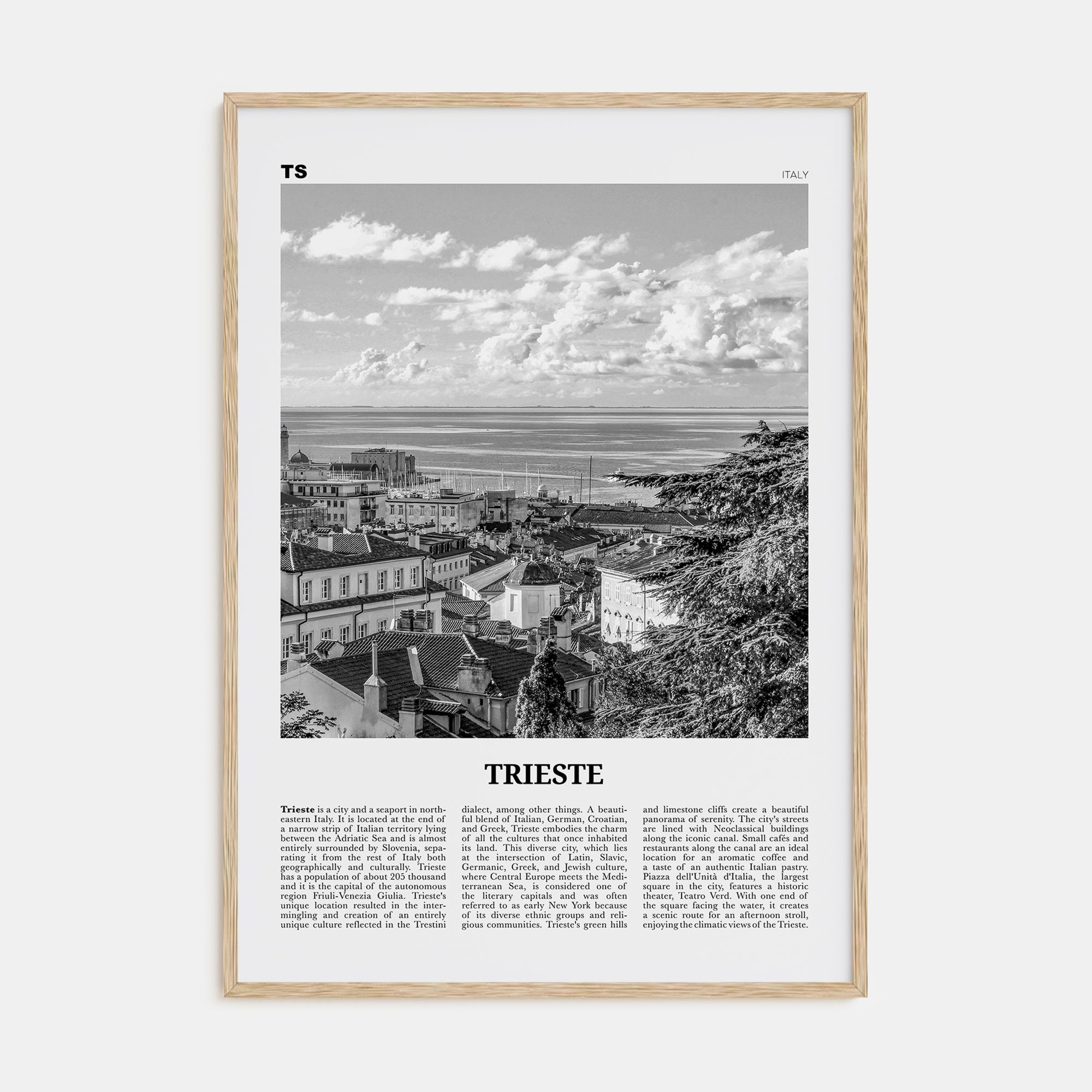 Trieste Travel B&W Poster