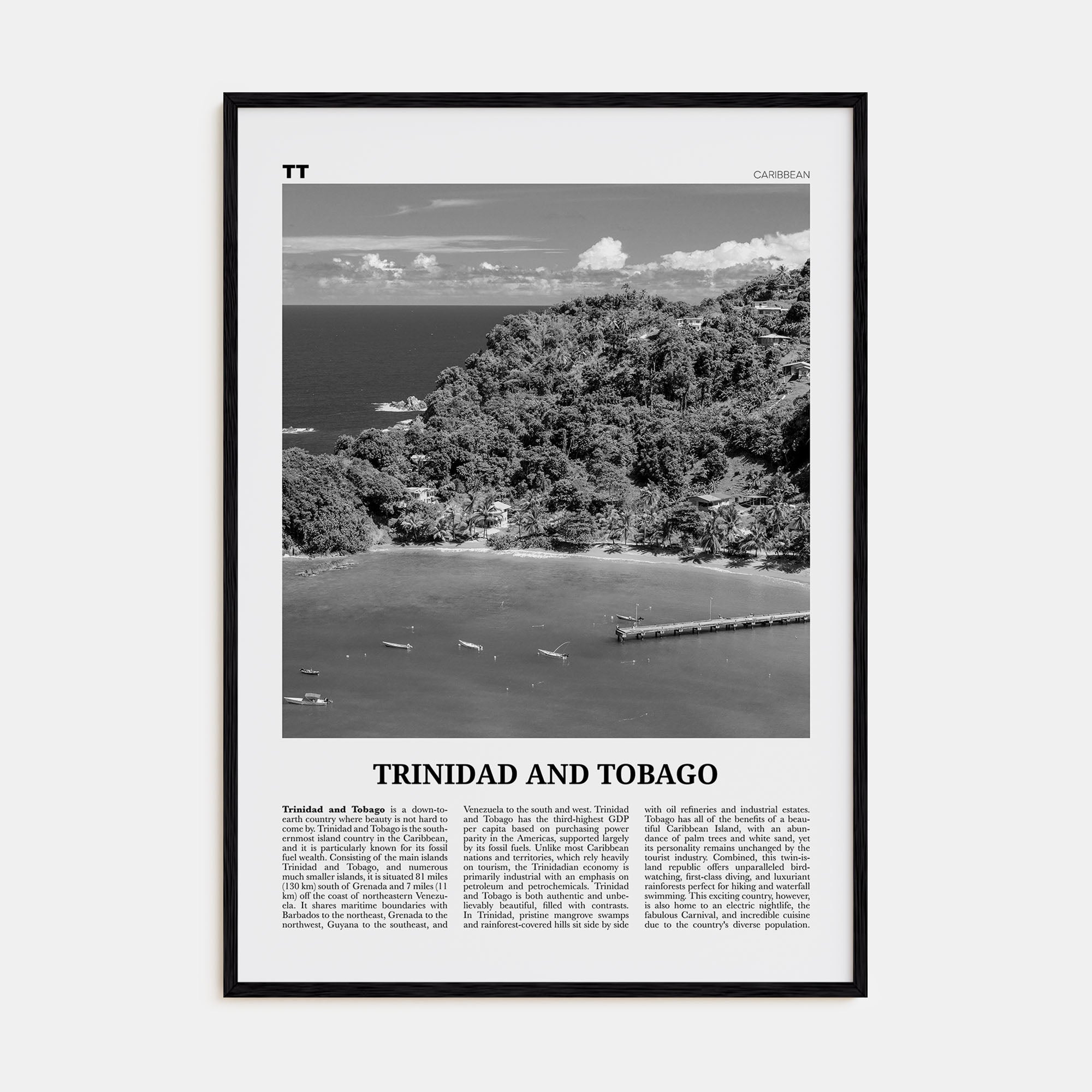 Trinidad and Tobago Travel B&W No 2 Poster