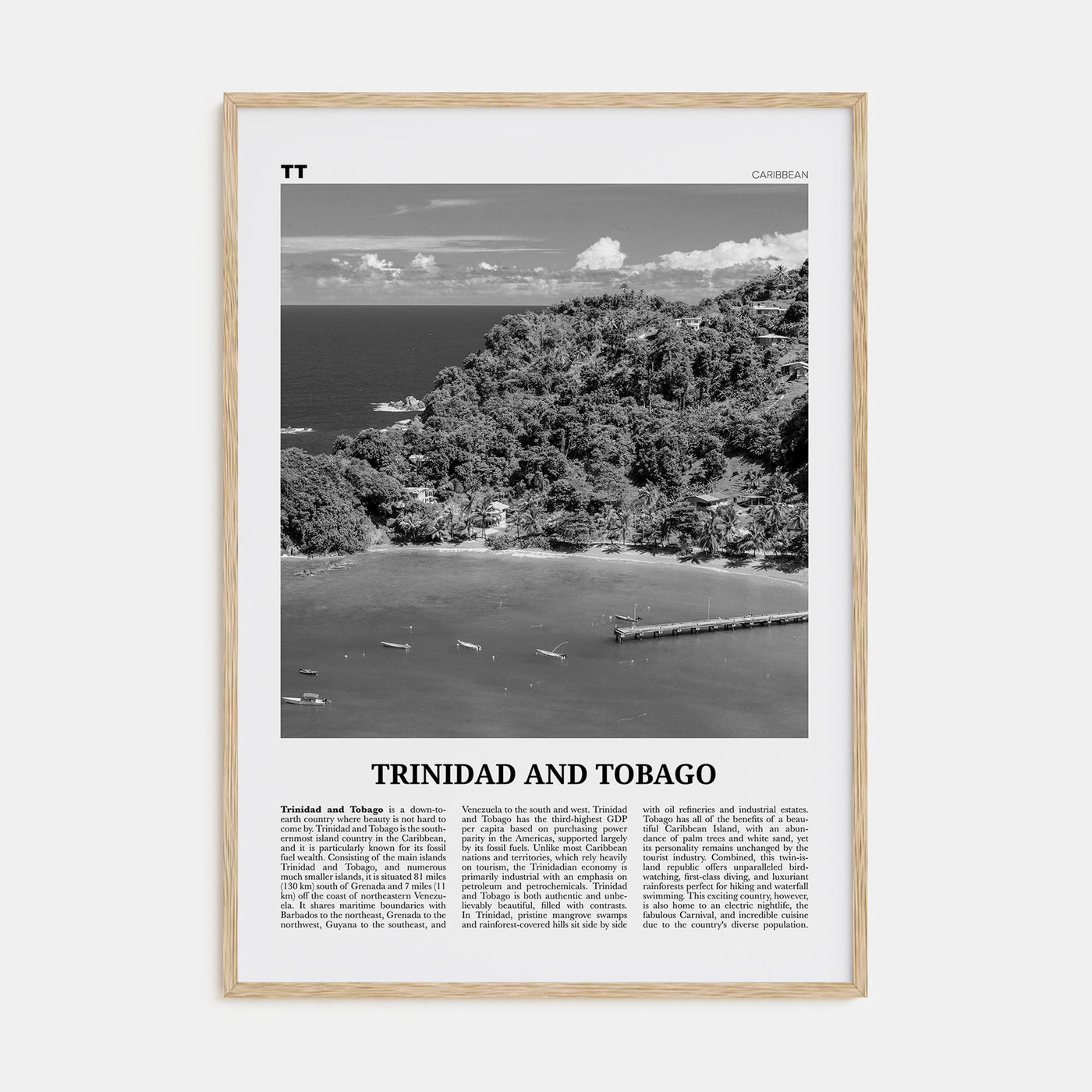 Trinidad and Tobago Travel B&W No 2 Poster