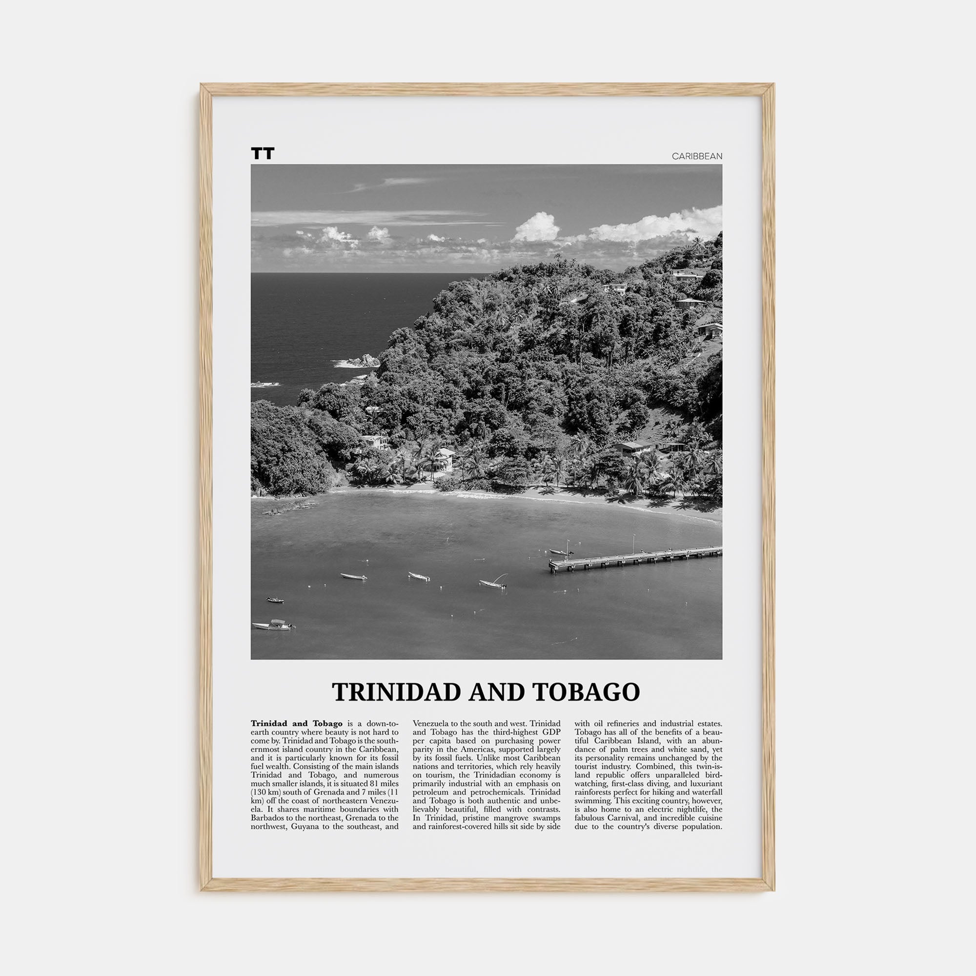 Trinidad and Tobago Travel B&W No 2 Poster