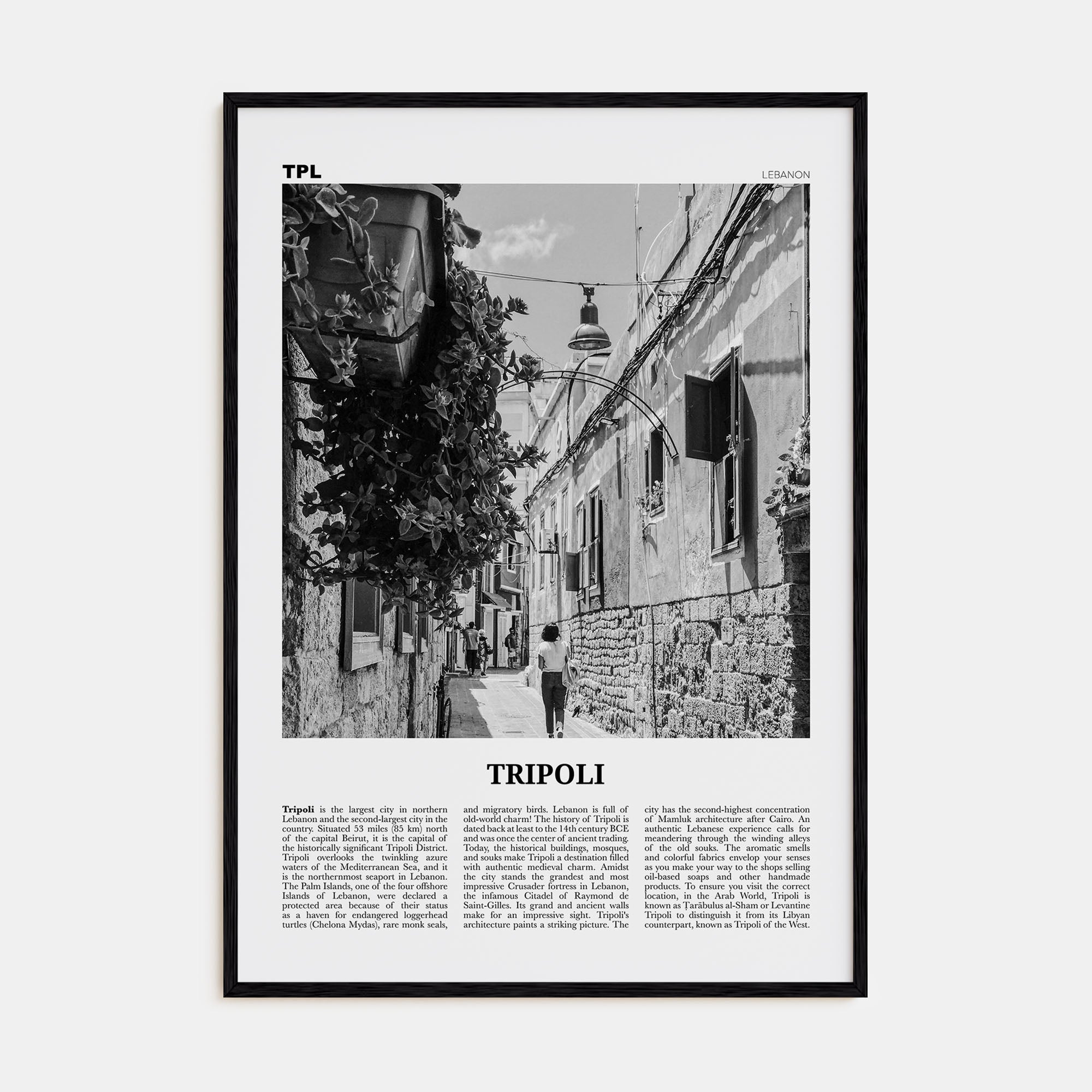 Tripoli, Lebanon Travel B&W No 1 Poster