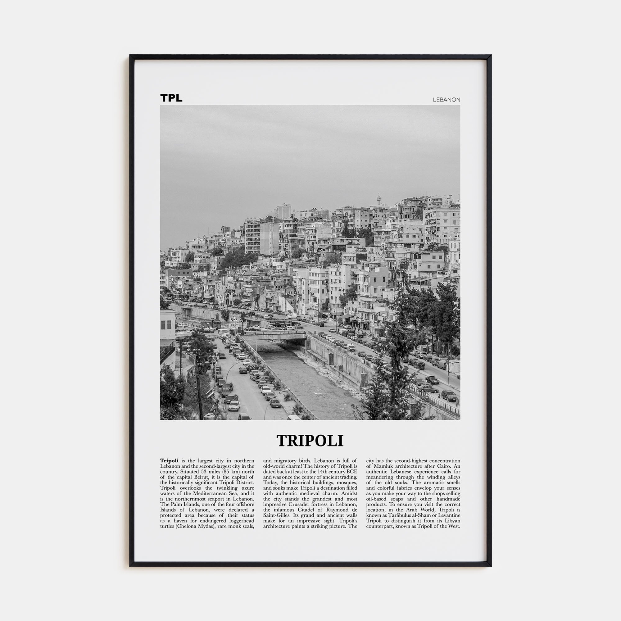 Tripoli, Lebanon Travel B&W No 2 Poster