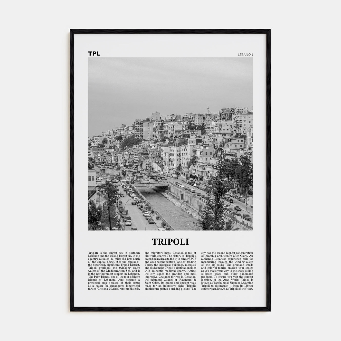 Tripoli, Lebanon Travel B&W No 2 Poster