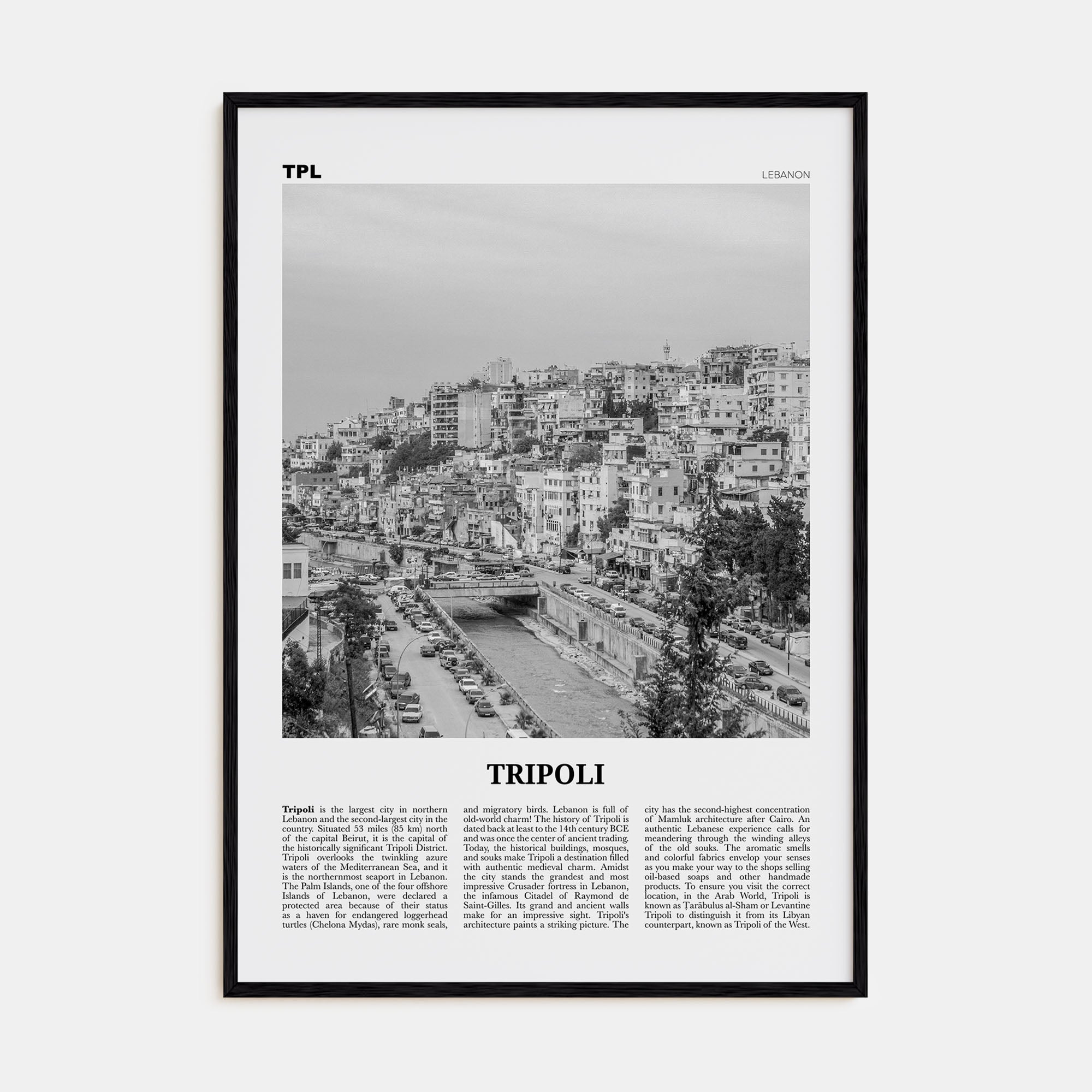 Tripoli, Lebanon Travel B&W No 2 Poster