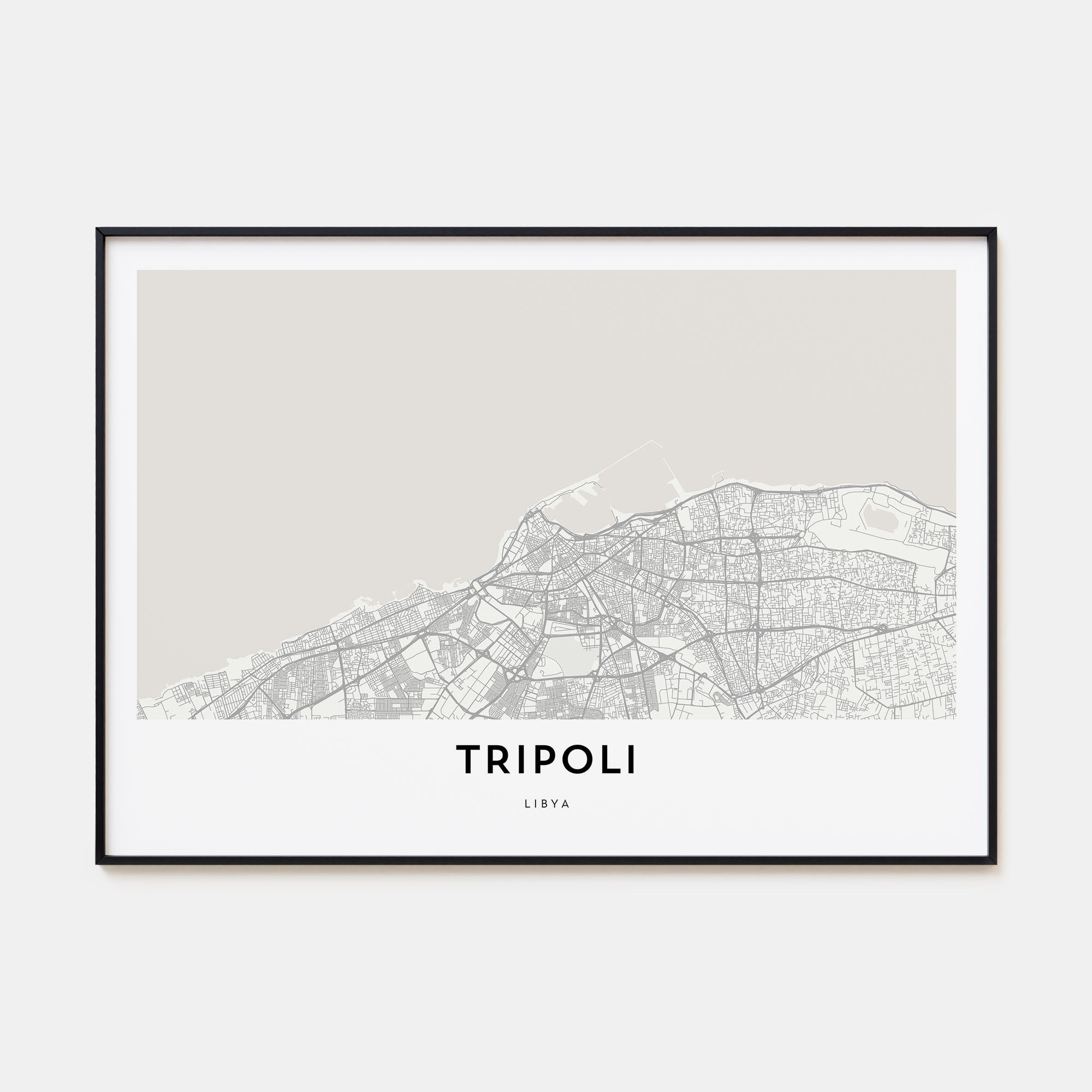 Tripoli, Libya Map Landscape Poster