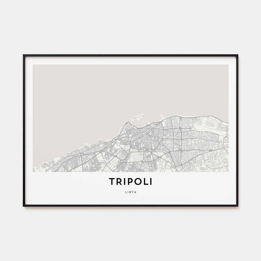 Tripoli, Libya Map Landscape Poster