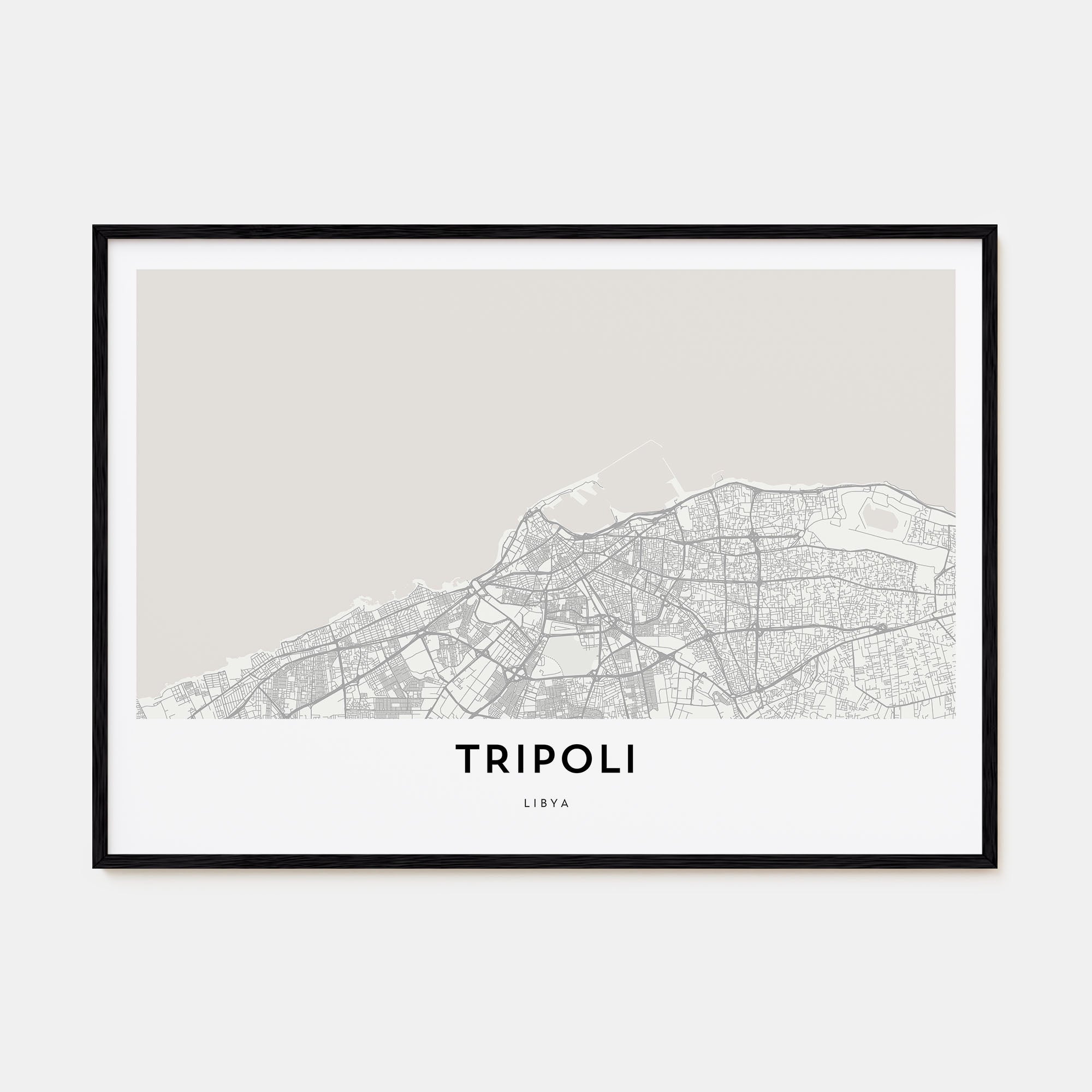 Tripoli, Libya Map Landscape Poster