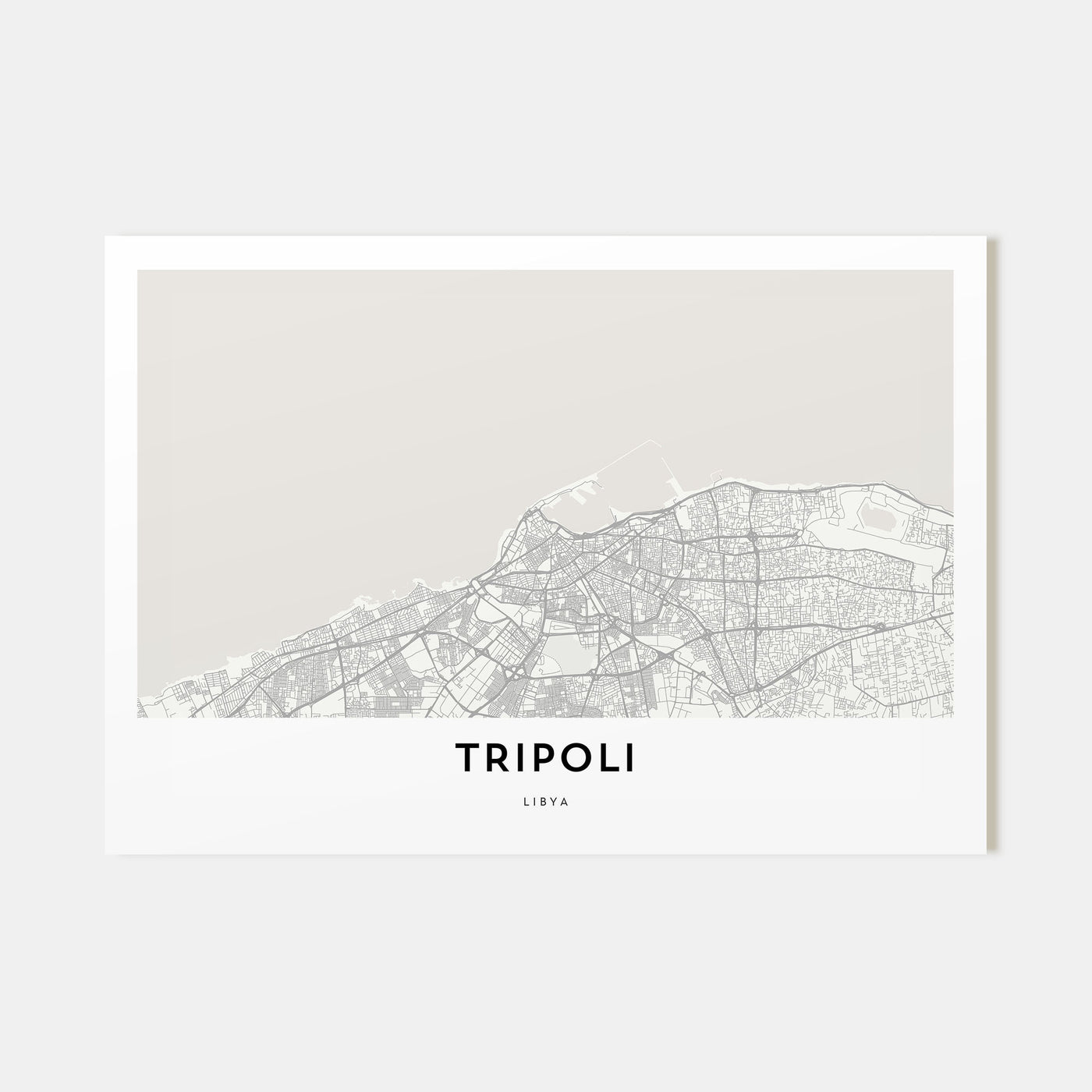 Tripoli, Libya Map Landscape Poster