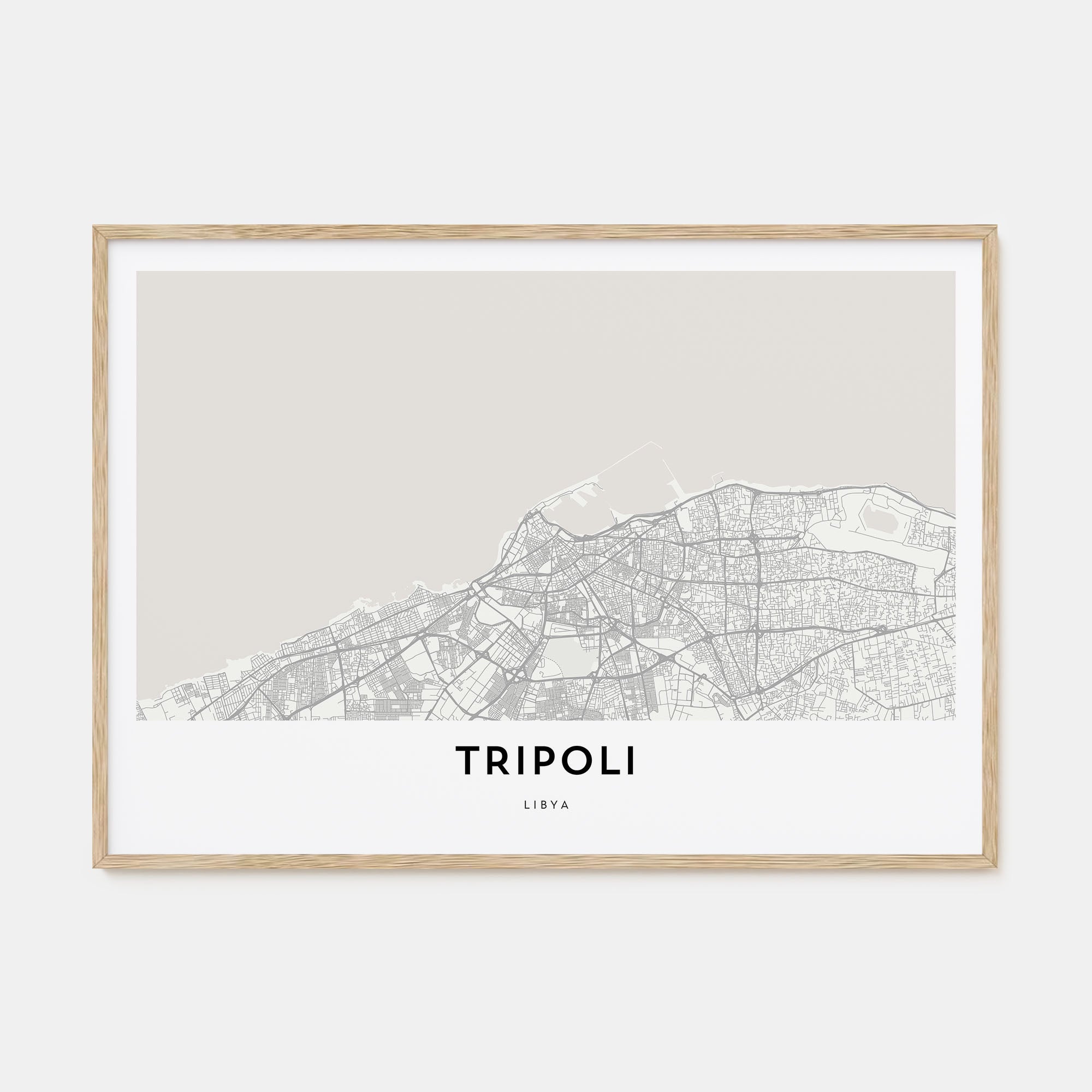 Tripoli, Libya Map Landscape Poster