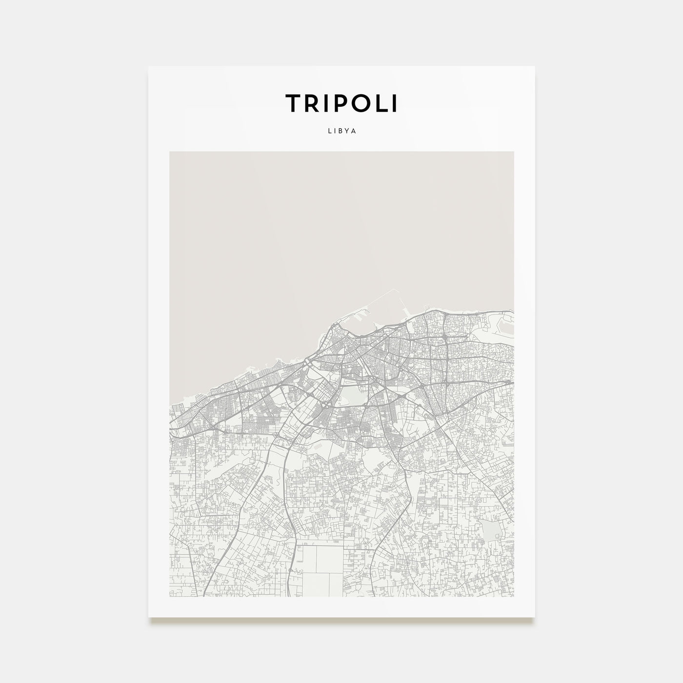 Tripoli, Libya Map Portrait Poster