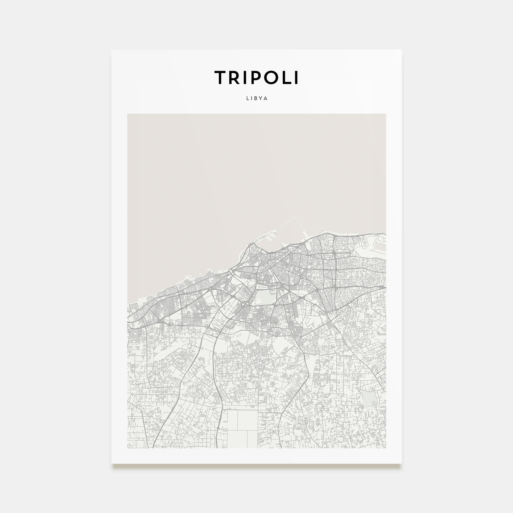Tripoli, Libya Map Portrait Poster