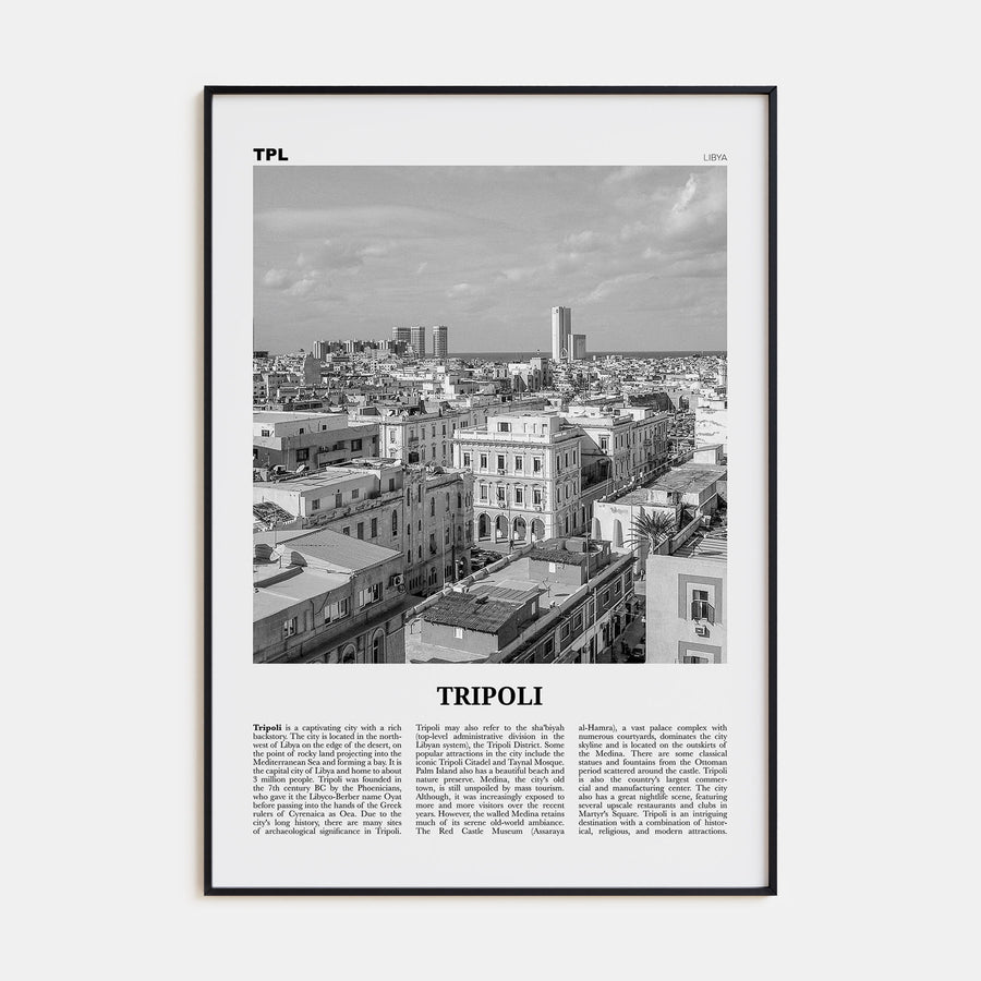 Tripoli, Libya Travel B&W Poster