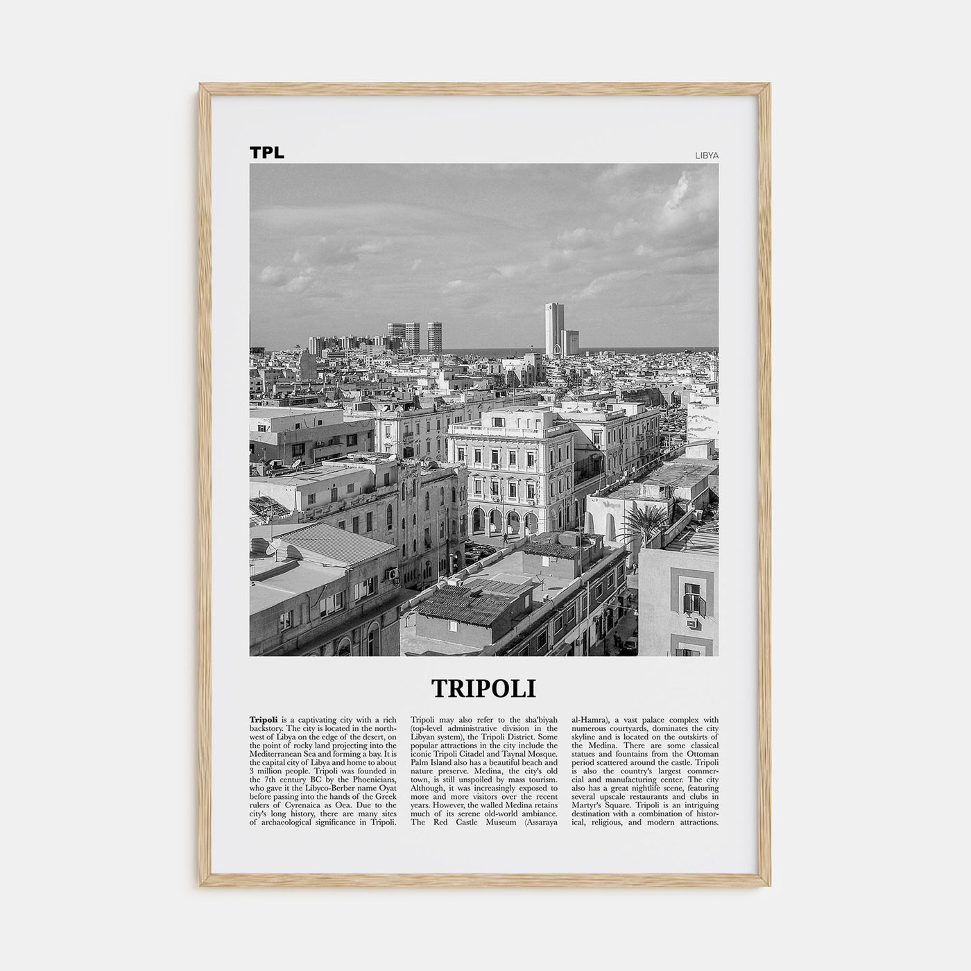 Tripoli, Libya Travel B&W Poster