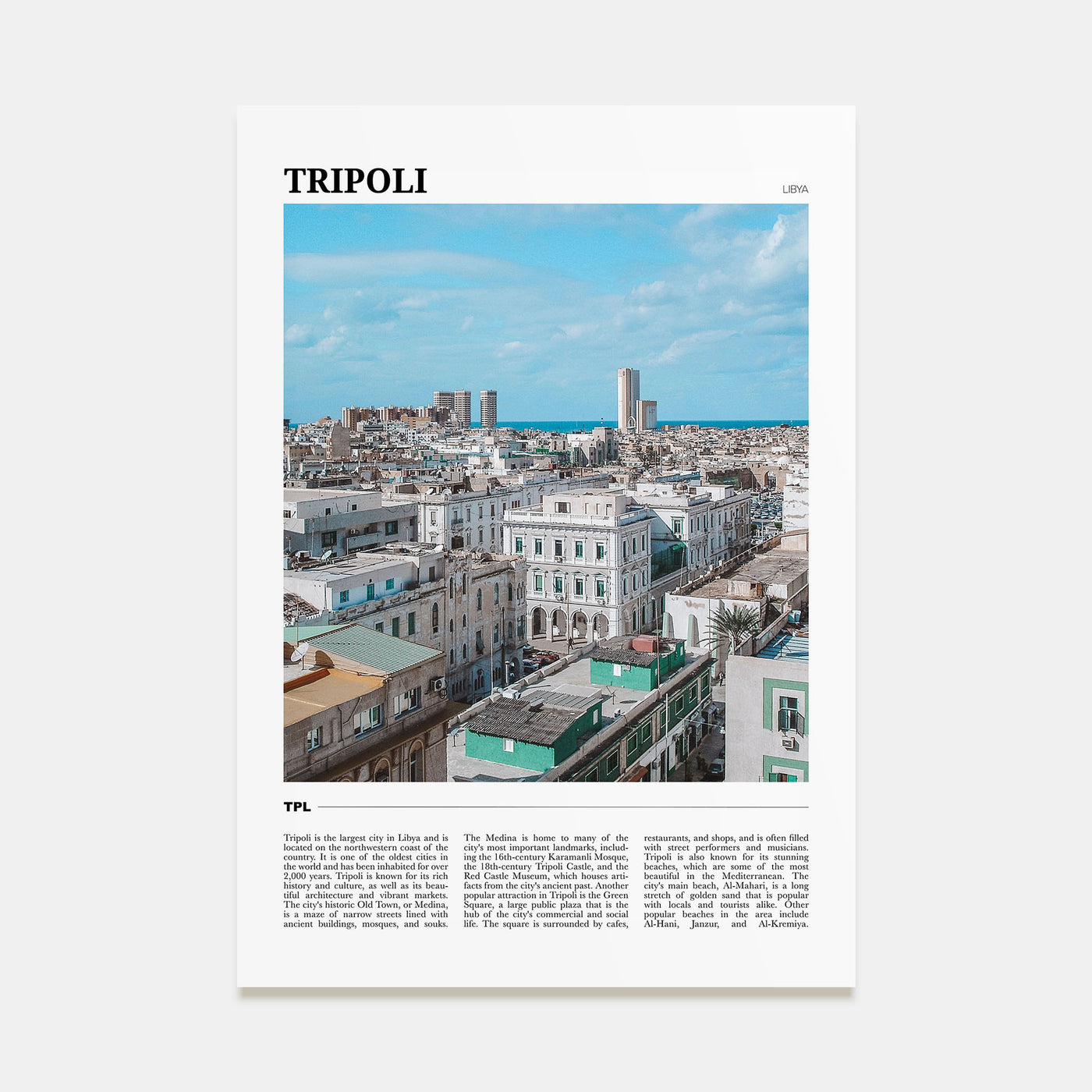 Tripoli, Libya Travel Color Poster