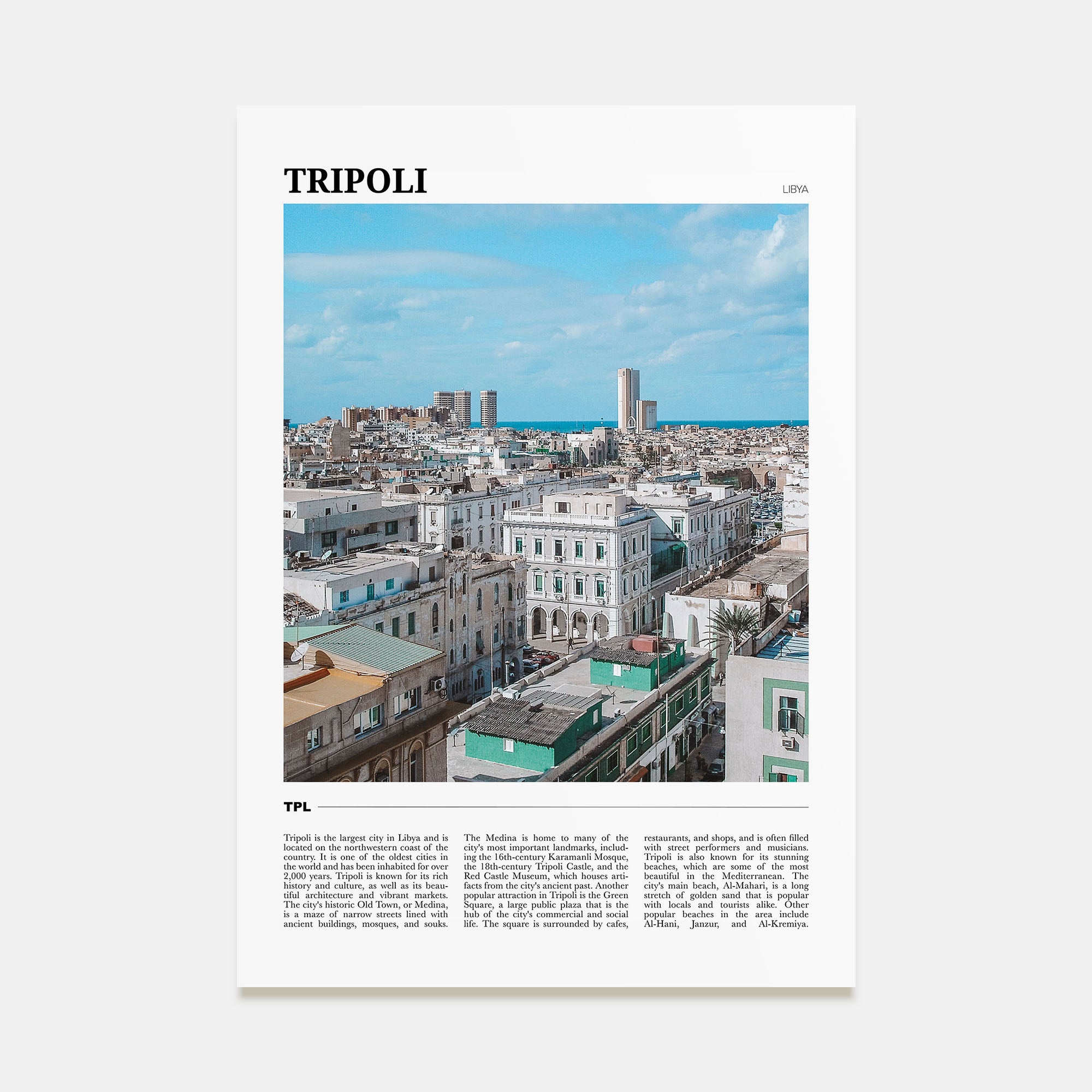 Tripoli, Libya Travel Color Poster