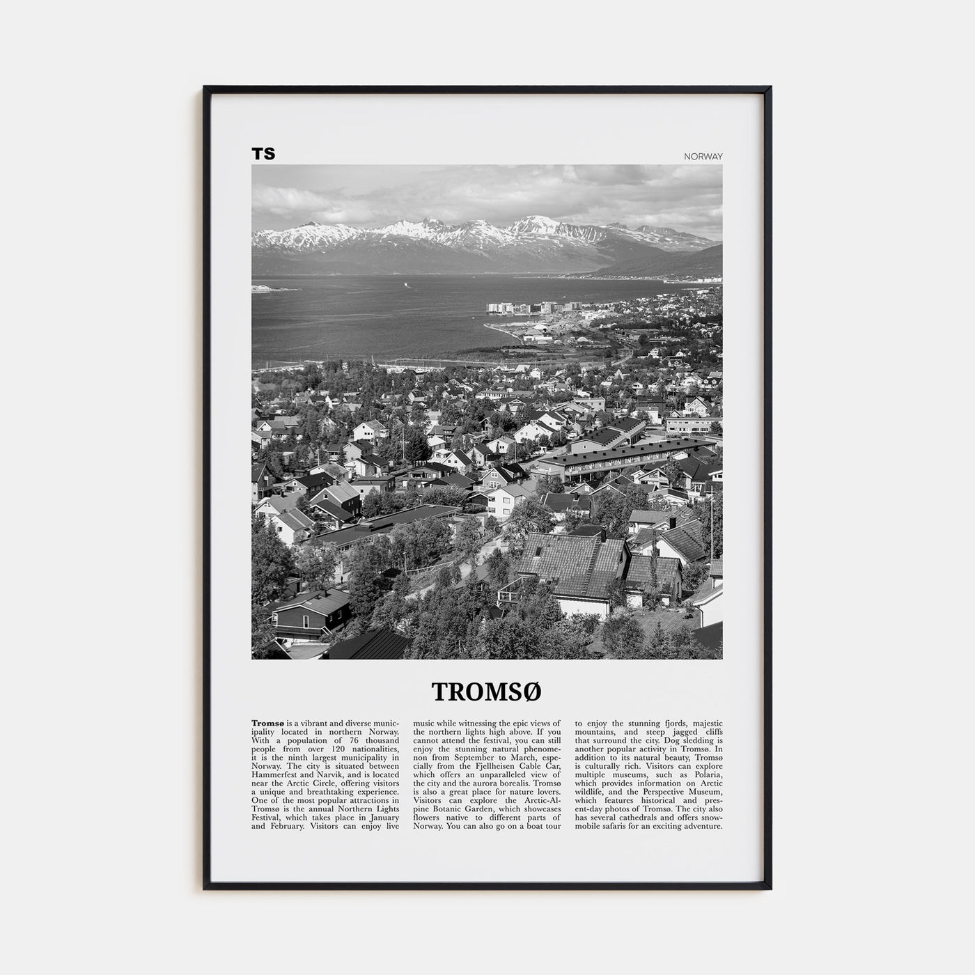 Tromsø Travel B&W Poster
