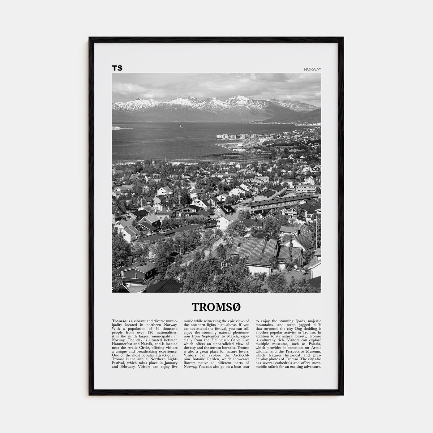 Tromsø Travel B&W Poster