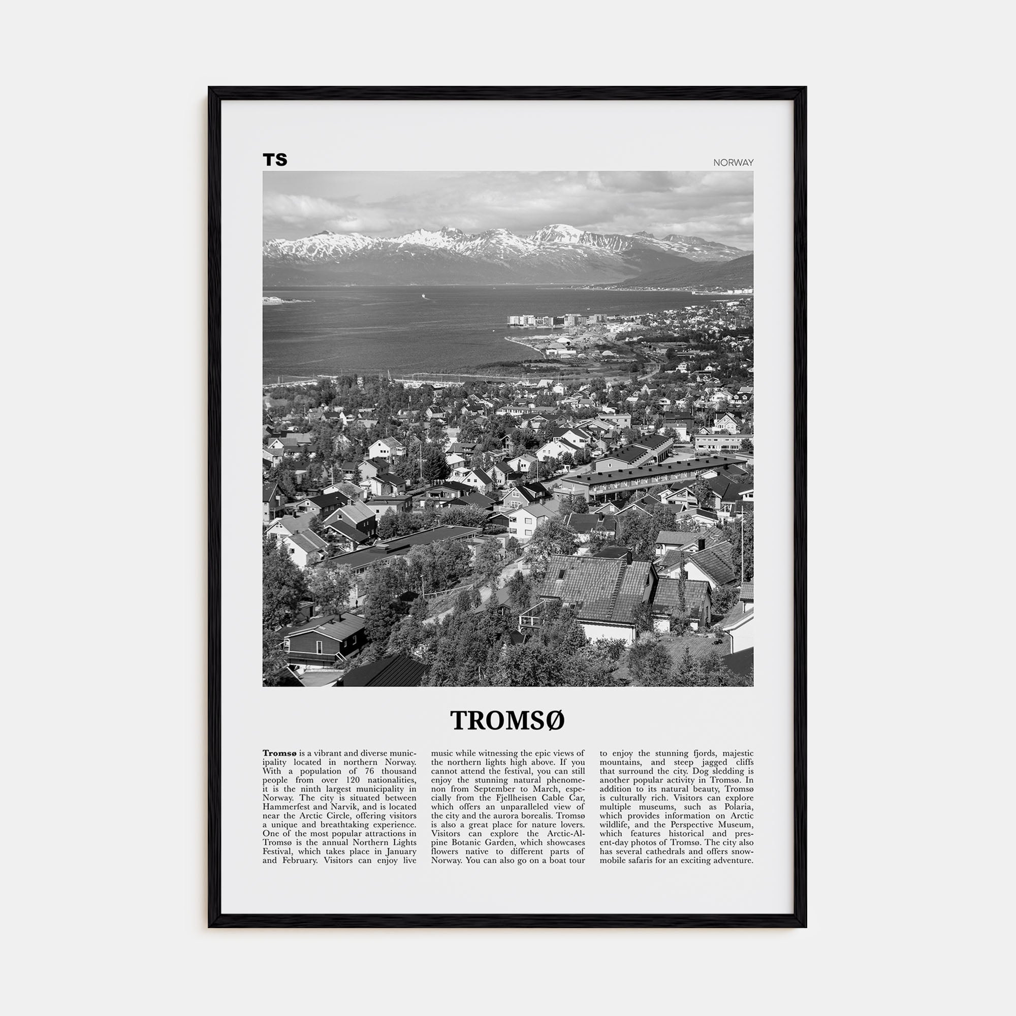 Tromsø Travel B&W Poster