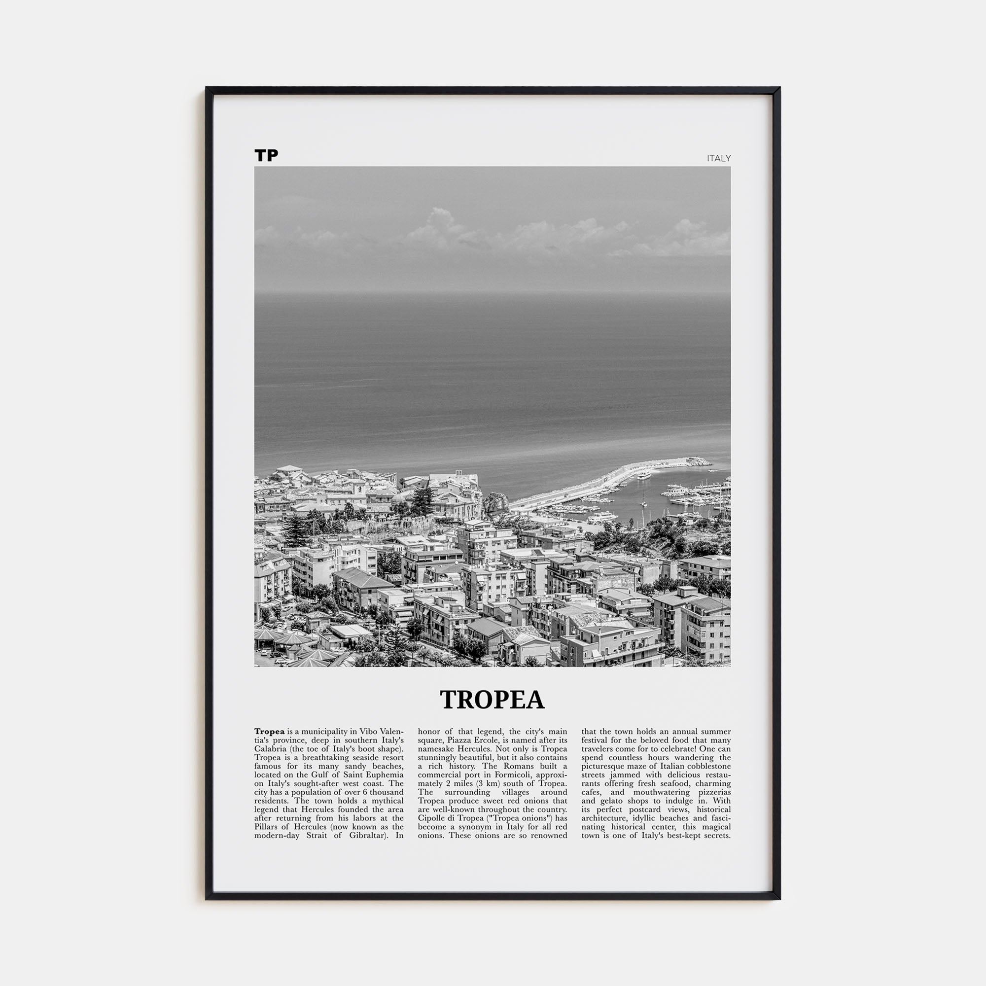 Tropea Travel B&W Poster