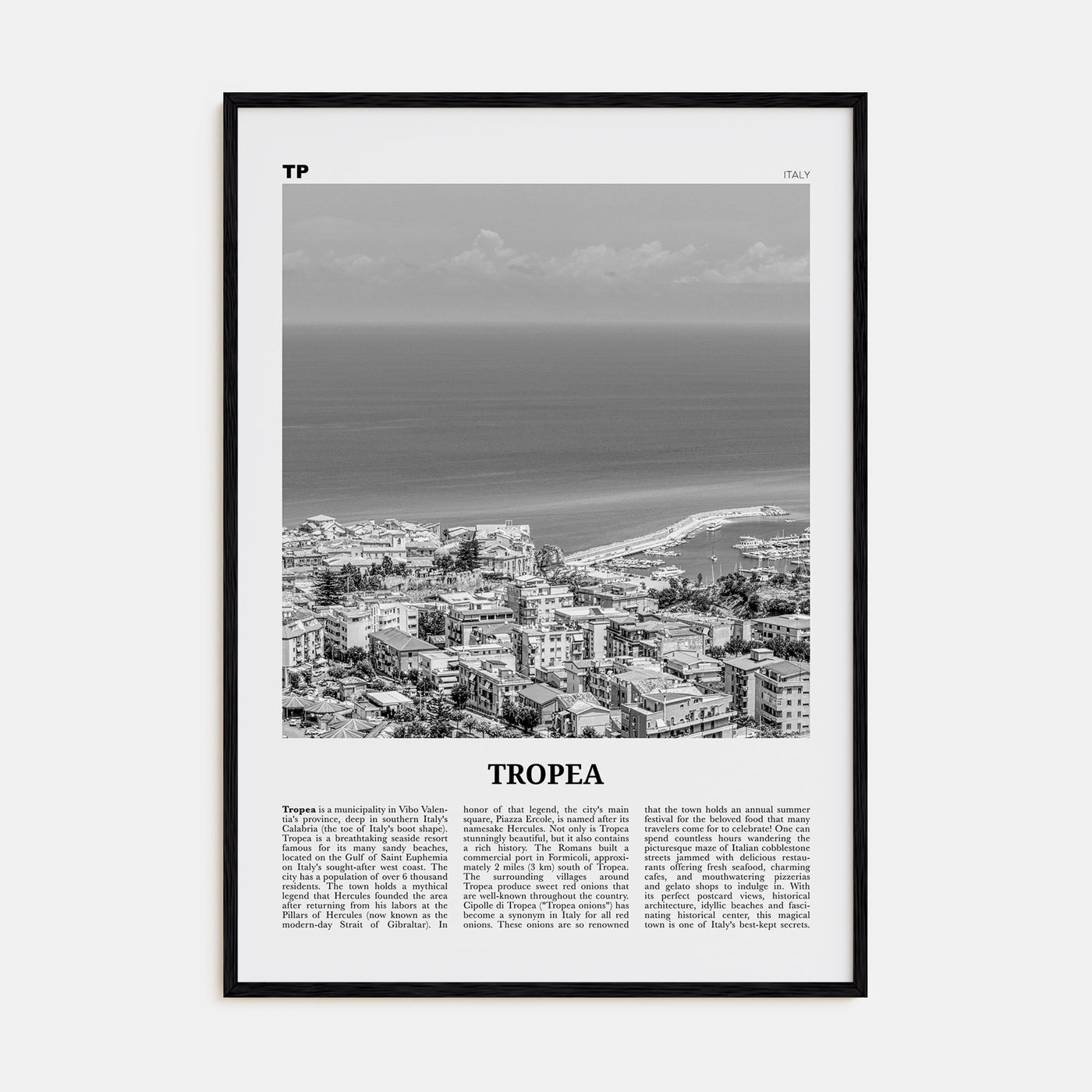 Tropea Travel B&W Poster