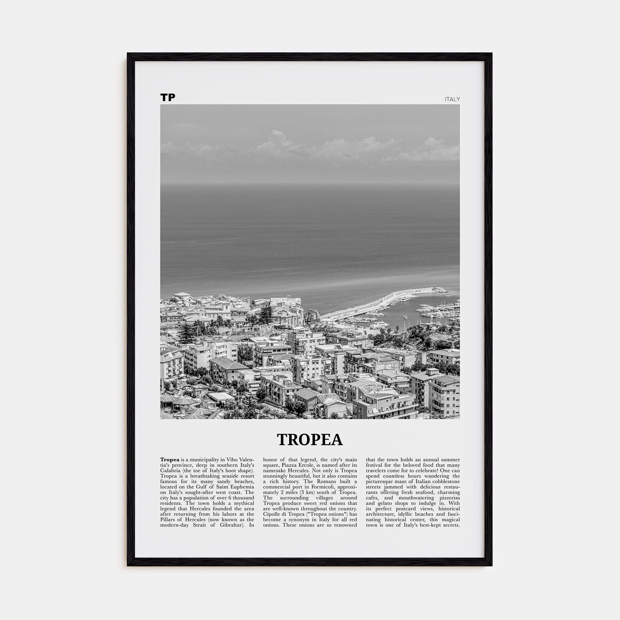 Tropea Travel B&W Poster